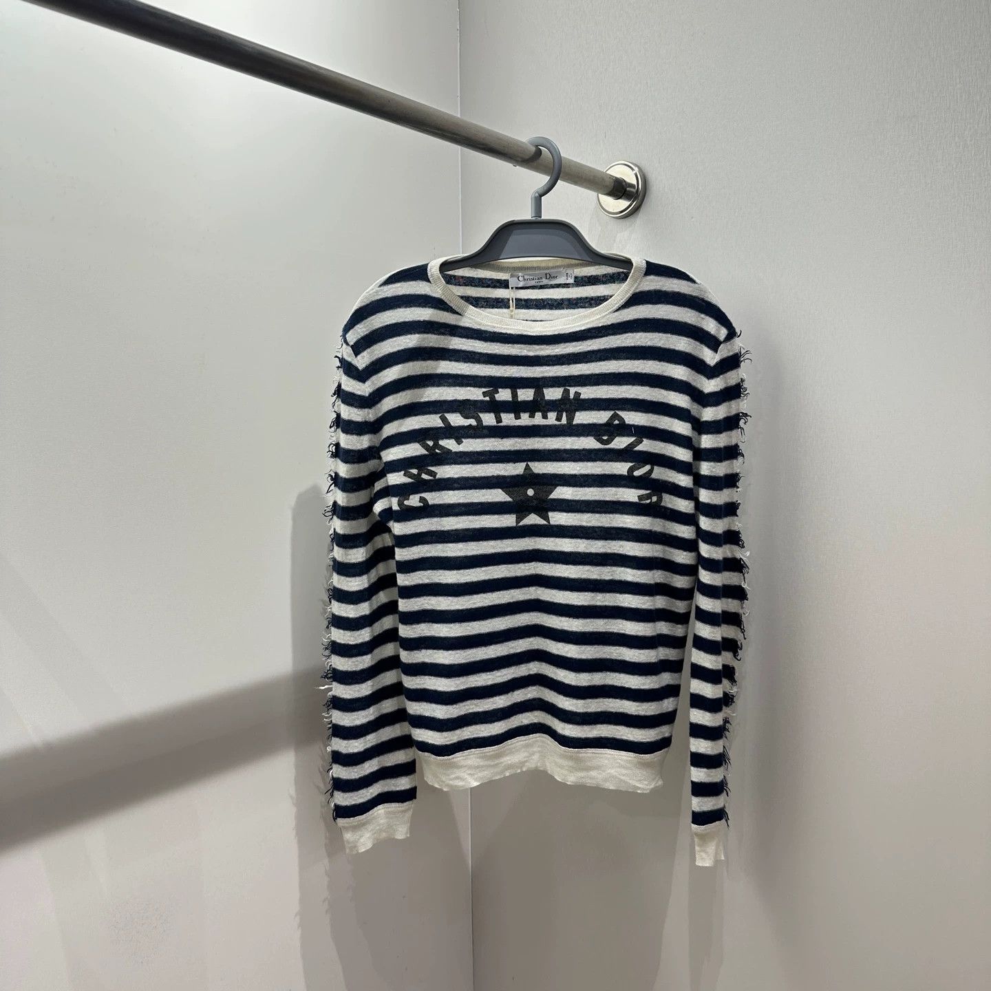 Christian Dior Monsieur Dior mar400 stripe logo raw edge linen LS 36 Size XS / US 0-2 / IT 36-38 - 1 Thumbnail