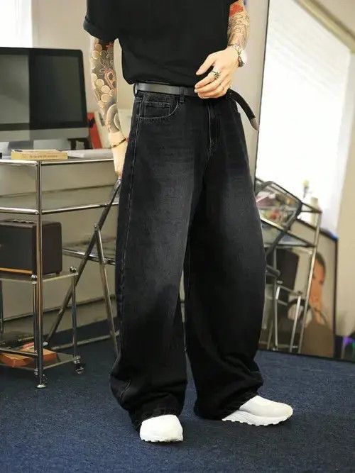 Jean Washed Denim Jeans Loose fit Baggy Size US 34 / EU 50 - 4 Thumbnail