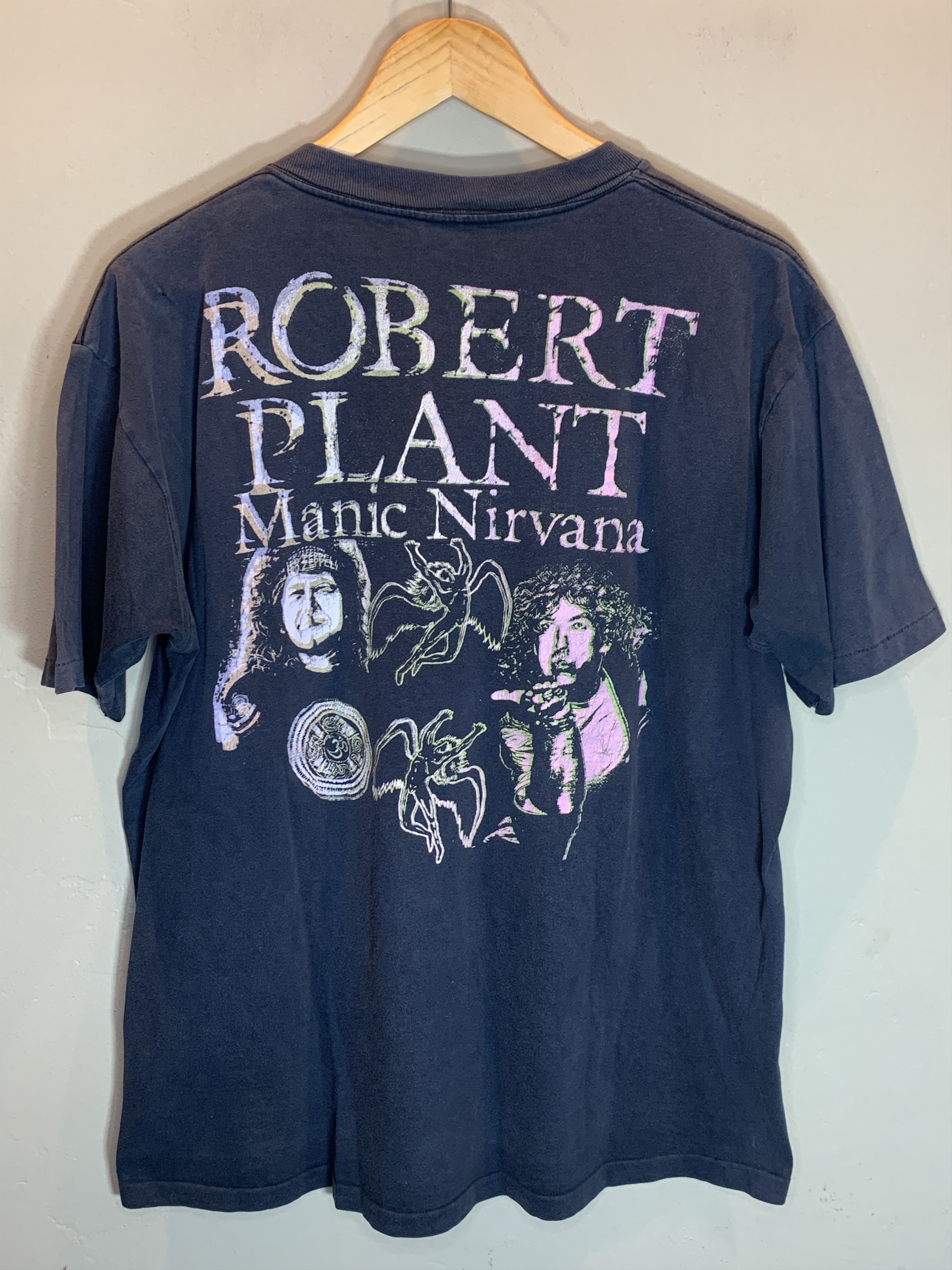 Band Tees RARE* Vintage 1990 Robert Plant Manic Nirvana Zeppelin Shirt Size US XL / EU 56 / 4 - 2 Thumbnail