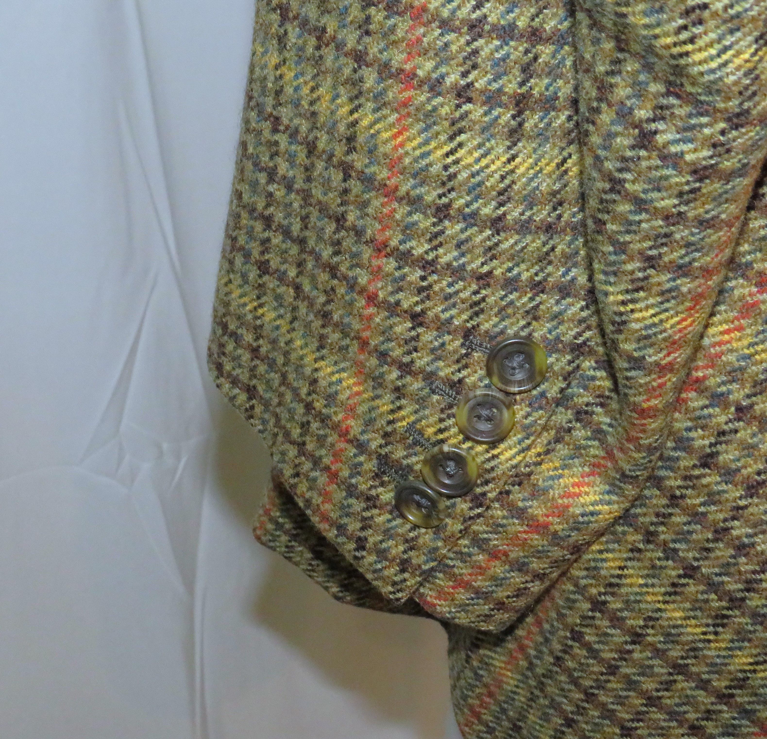 Savile Row B. Burstow Brown Gun Check Plaid Two Button Sport Coat Size 40L - 9 Thumbnail