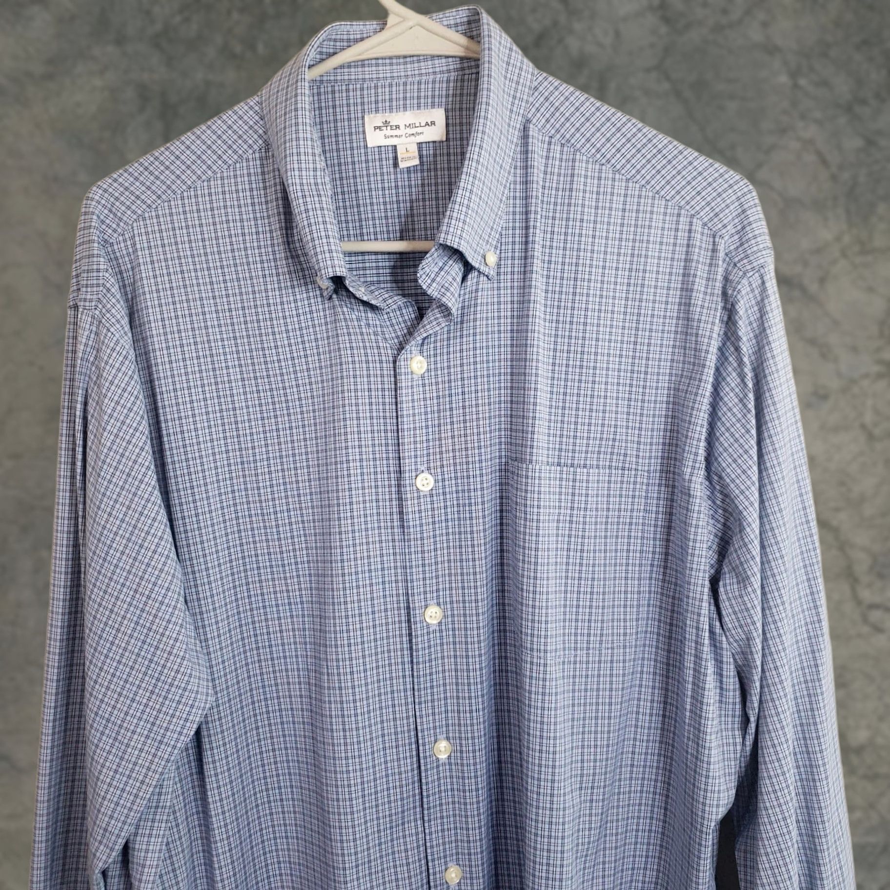 Peter Millar Peter Millar Summer Comfort Shirt Men's L Blue Plaid Shirt Button-Up Casual Workwear Button Front Size US L / EU 52-54 / 3 - 1 Thumbnail
