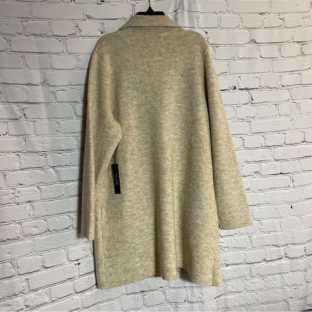 Elie Tahari NWT New TAHARI Beige Wool Blend Knit Cardigan Coat Size 1X Size XL / US 12-14 / IT 48-50 - 3 Thumbnail