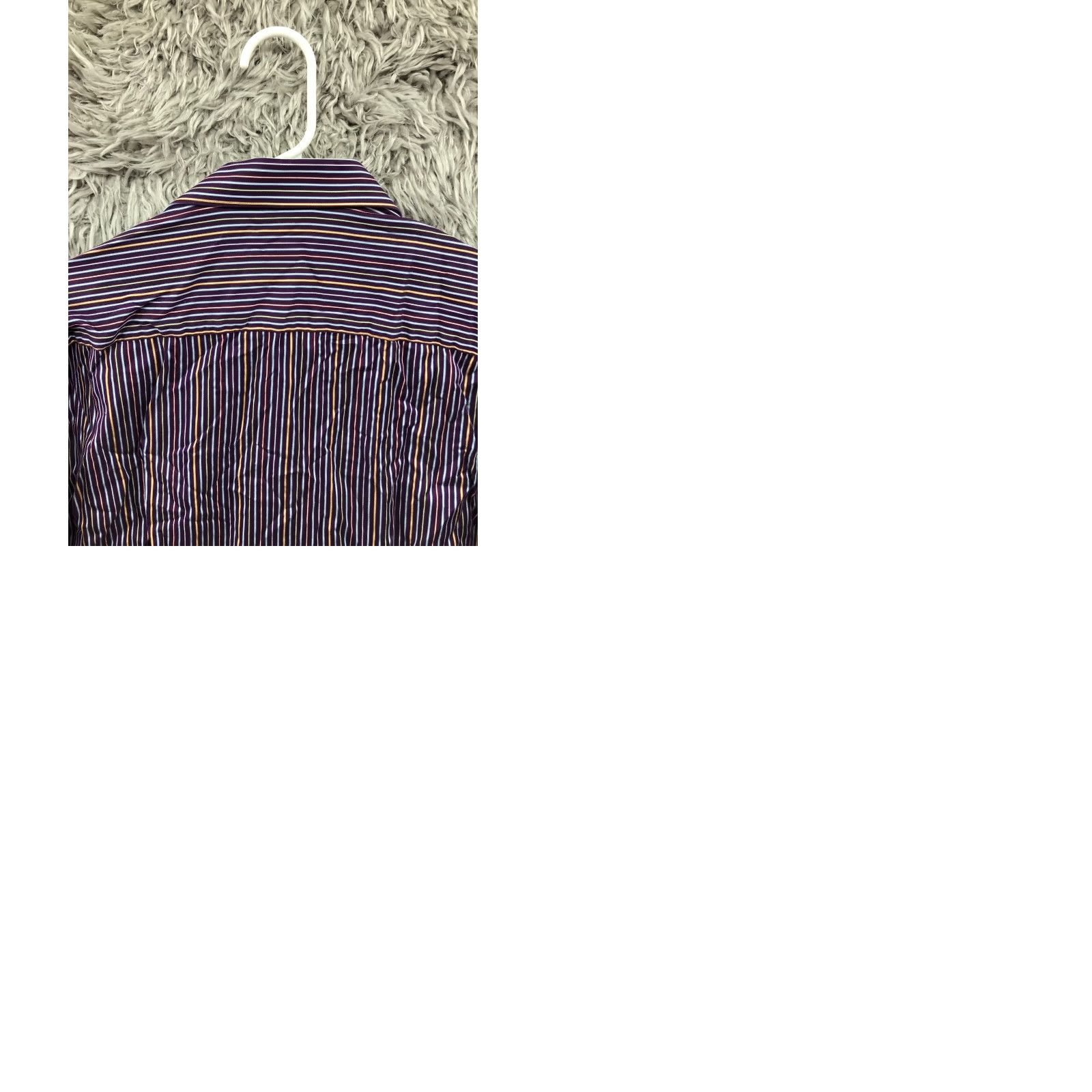 BUGATCHI Bugatchi Uomo Shirt L Mens Purple Striped Long Sleeve Spread Collar Shirt Size US L / EU 52-54 / 3 - 9 Thumbnail