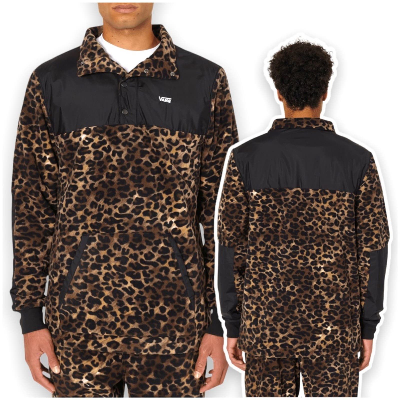 image of Vans Check Me Out Leopard Anorak Jacket Coat Medium NWT New in Brown, Men's