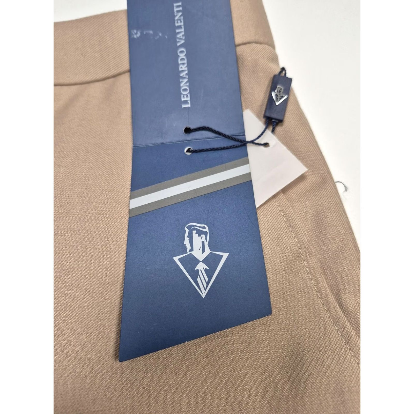 Valentino Leonardo Valenti Dress Pants Mens 40x36 Beige Wool Flat Front NWT Unhemmed Slim Straight Pockets Blocky Vintage: No Size US 40 / EU 56 - 3 Thumbnail