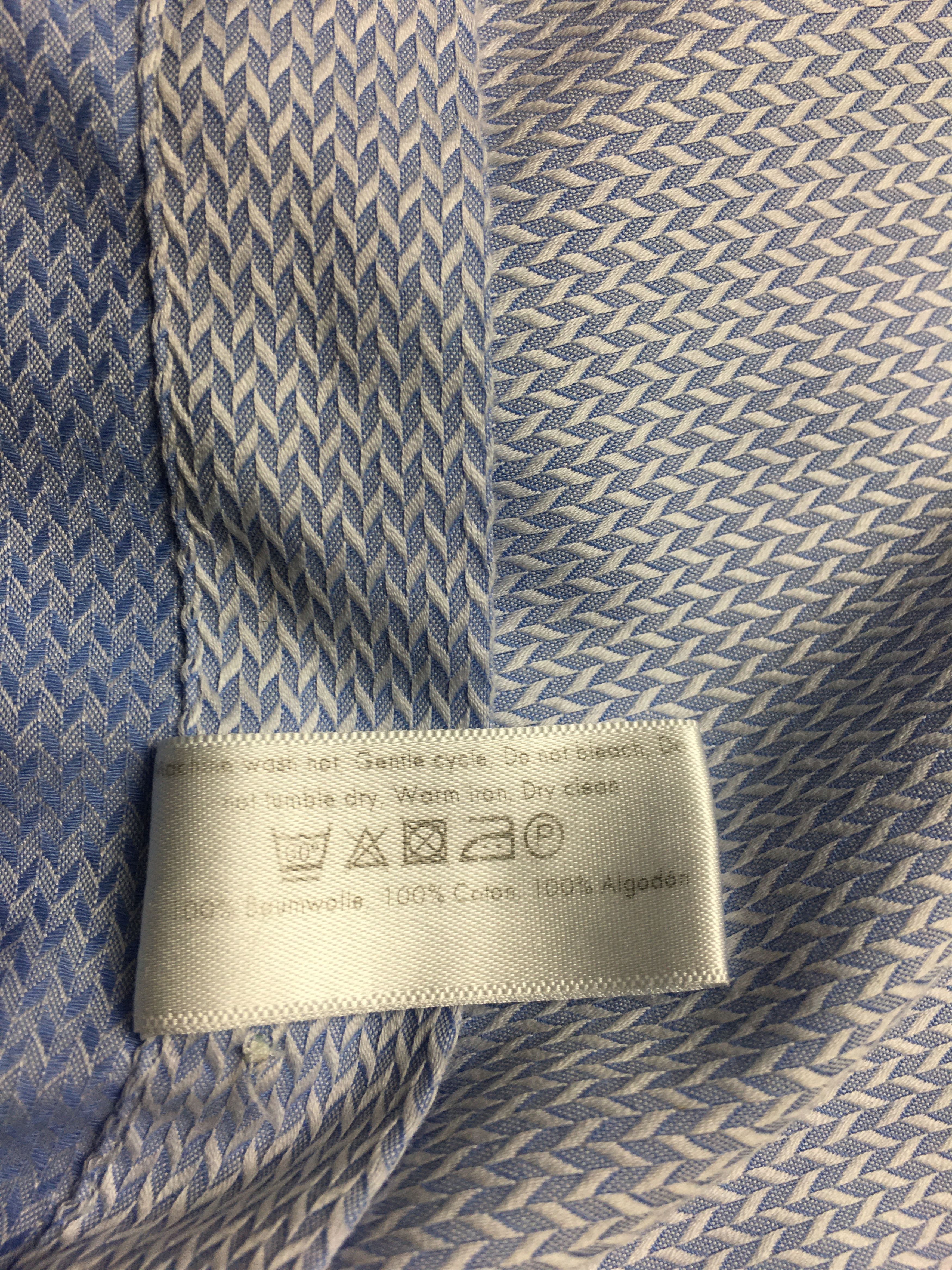 Eton ETON Long Sleeve Mens Herringbone Blue Dress Shirt 41/16 Size 42S - 8 Thumbnail