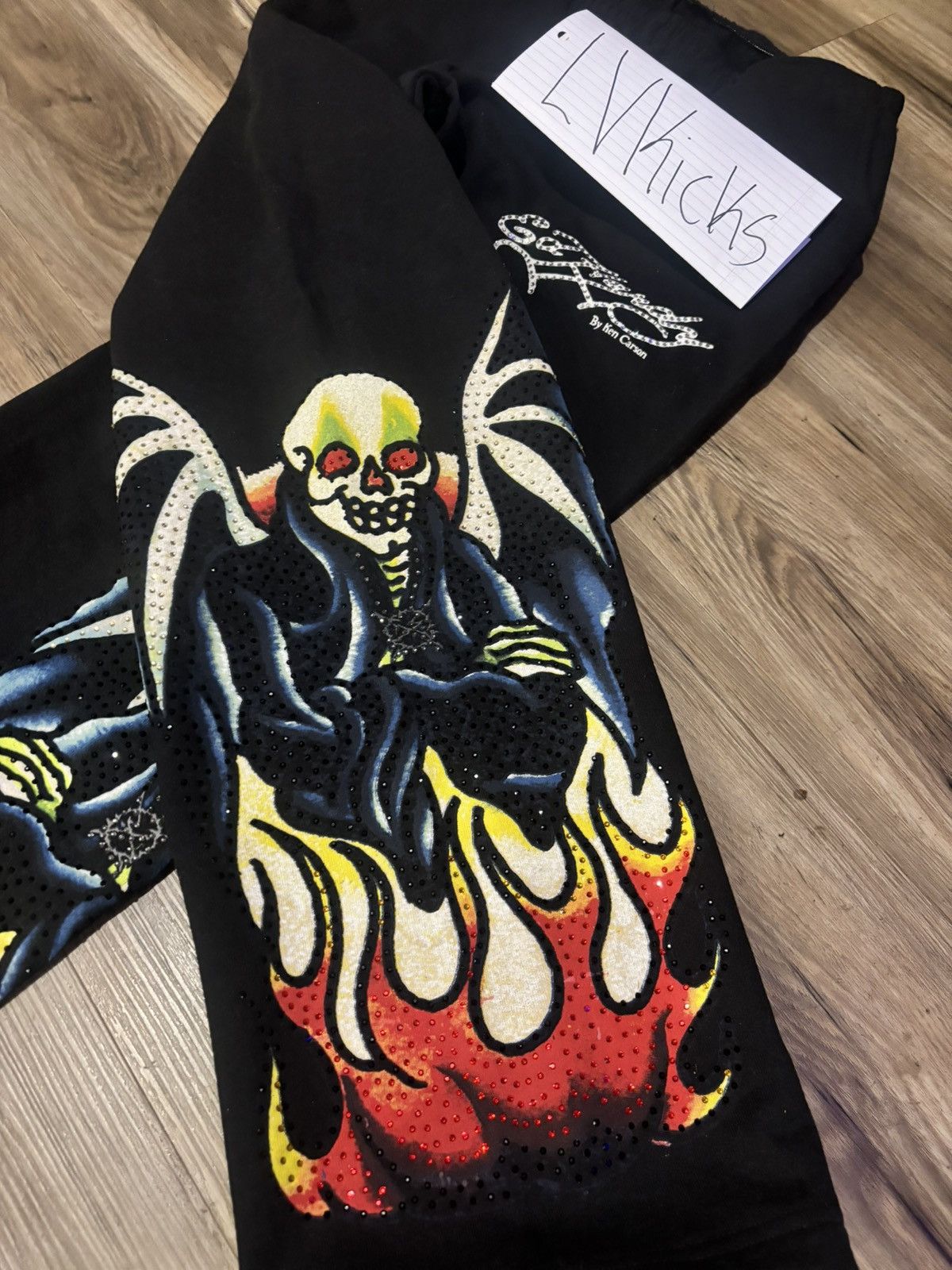 Ed Hardy × Ken Carson Ed Hardy x Ken Carson ComplexCon Rhinestone Sweatpants Size US 34 / EU 50 - 3 Thumbnail