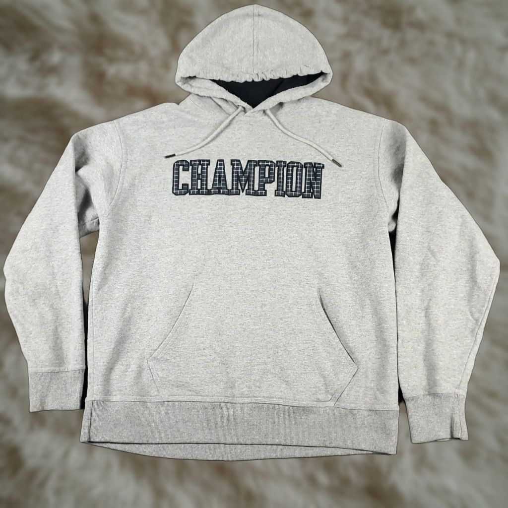Champion VINTAGE Champion Hoodie Pullover Mens Large Gray Cotton Blend Logo Zipper Sports Autumn Winter Size US L / EU 52-54 / 3 - 1 Thumbnail
