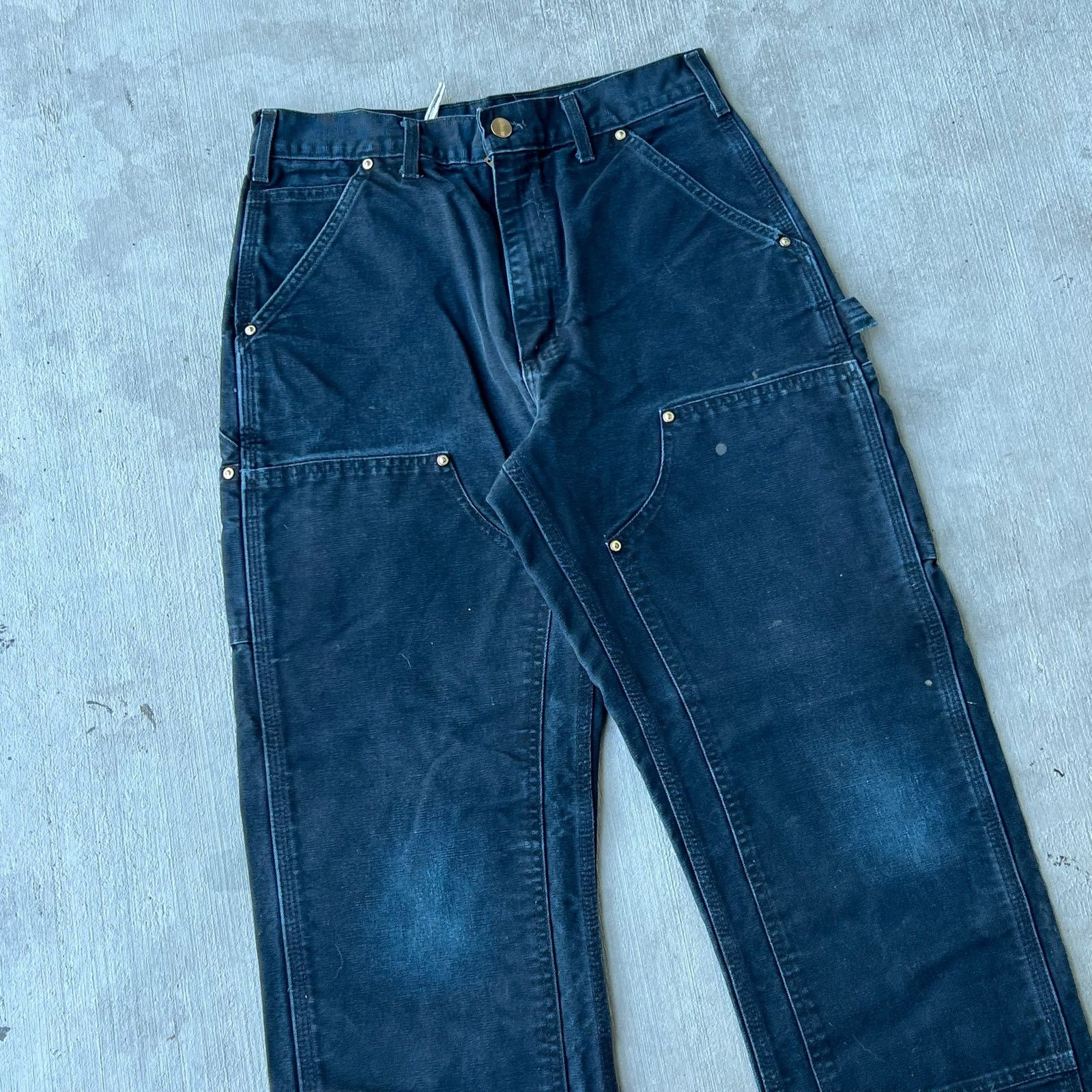 Carhartt × Vintage Carhartt faded black double knee work wear carpenter pants Size US 29 - 2 Thumbnail