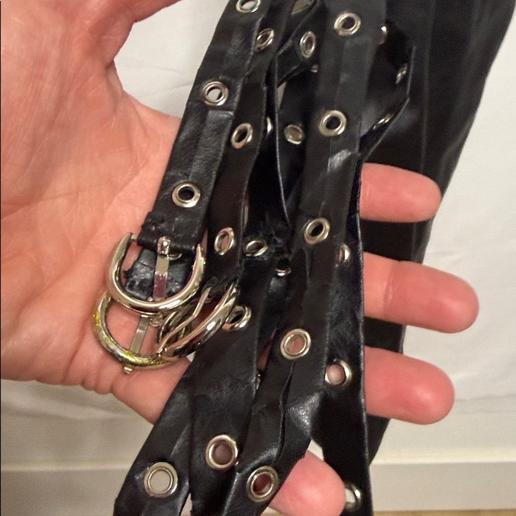 Wilsons Leather Wilson's leather black 100% leather pants straps on leg 28 Size 28" / US 6 / IT 42 - 4 Thumbnail