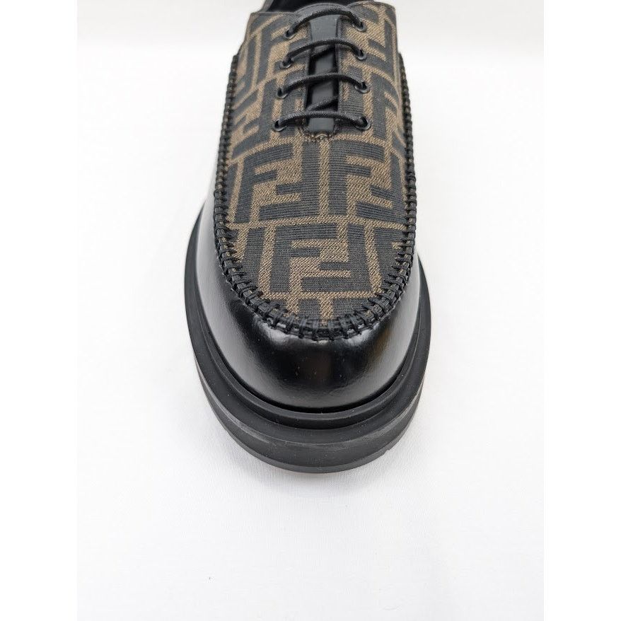 Fendi o1rshd1 Lace Up Fabric Calf Leather Boots Shoe Tabacco/Black Size US 12 / EU 45 - 7 Thumbnail