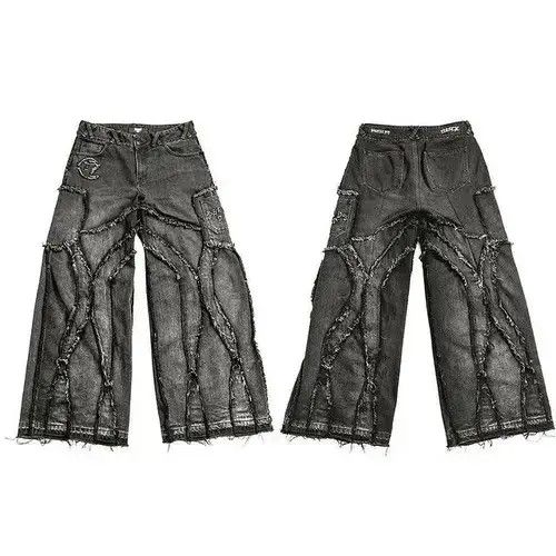 Japanese Brand Oversize Jeans Hip Hop Casual Loose Wide Leg Punk Rock Style Size US 32 / EU 48 - 3 Thumbnail