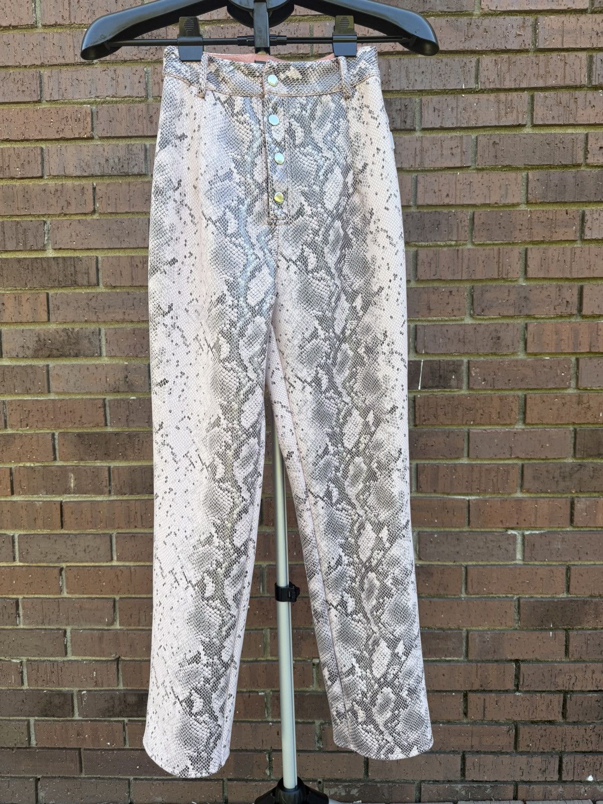 Missguided Missguided High Waist Pink Faux Snakeskin Reptile Pants Size 26" / US 2 / IT 38 - 2 Thumbnail