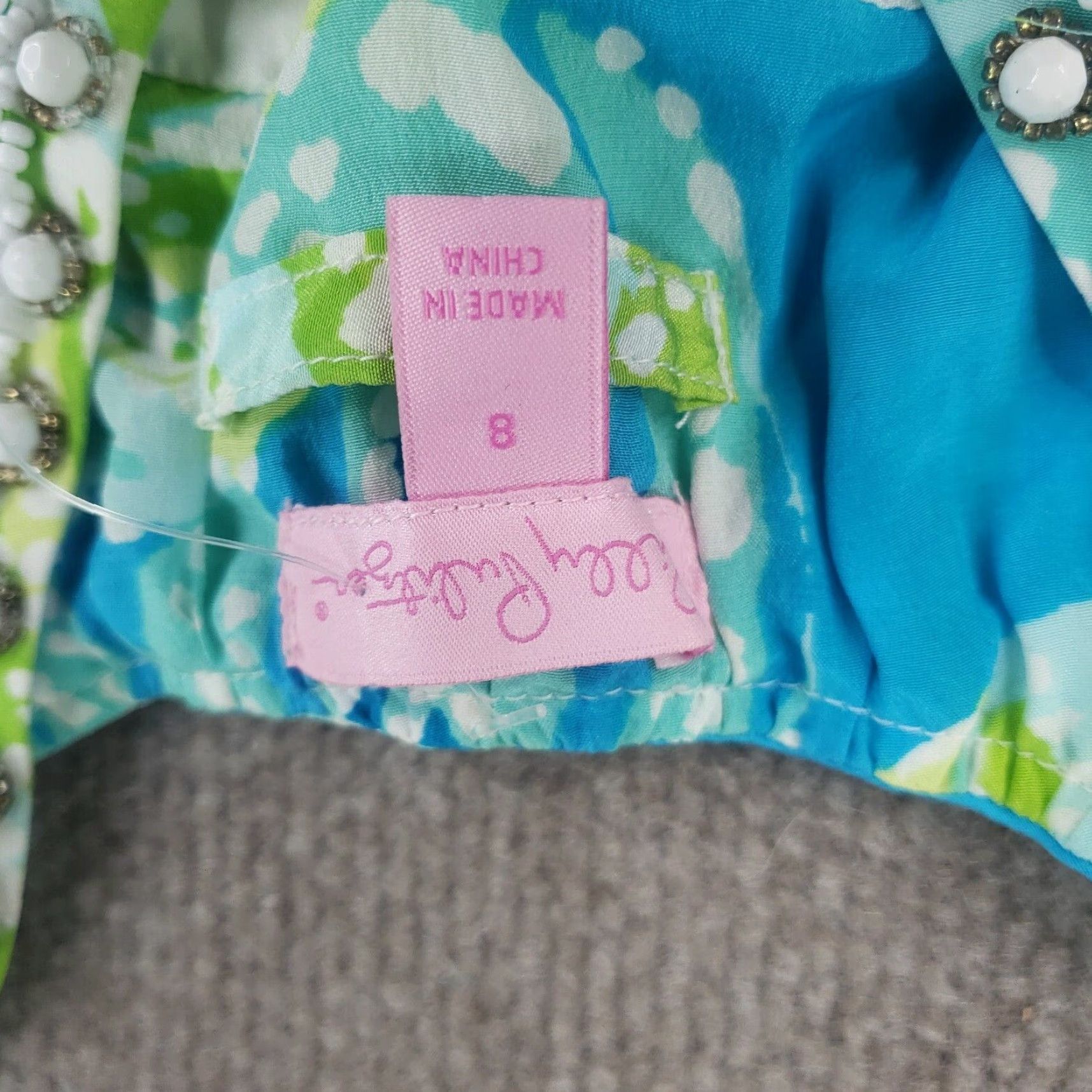 Lilly Pulitzer VINTAGE Lilly Pulitzer Tank Womens Size 8 Blue Belted Silk Geometric Size M / US 6-8 / IT 42-44 - 5 Thumbnail