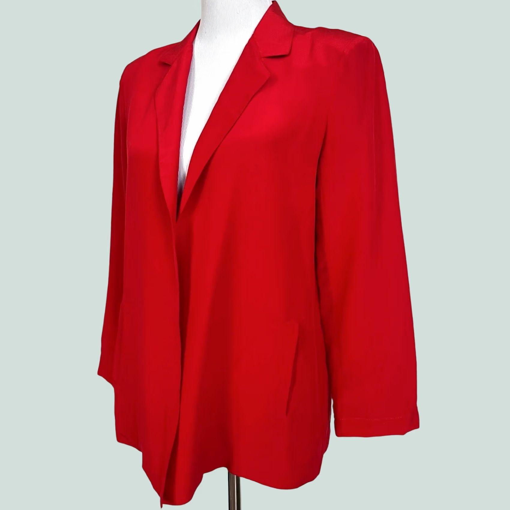 Vintage Silk Studio by Claude Bennett Blazer Women Red Silk Long Sleeve Open Front Sz 8 Size M / US 6-8 / IT 42-44 - 1 Thumbnail