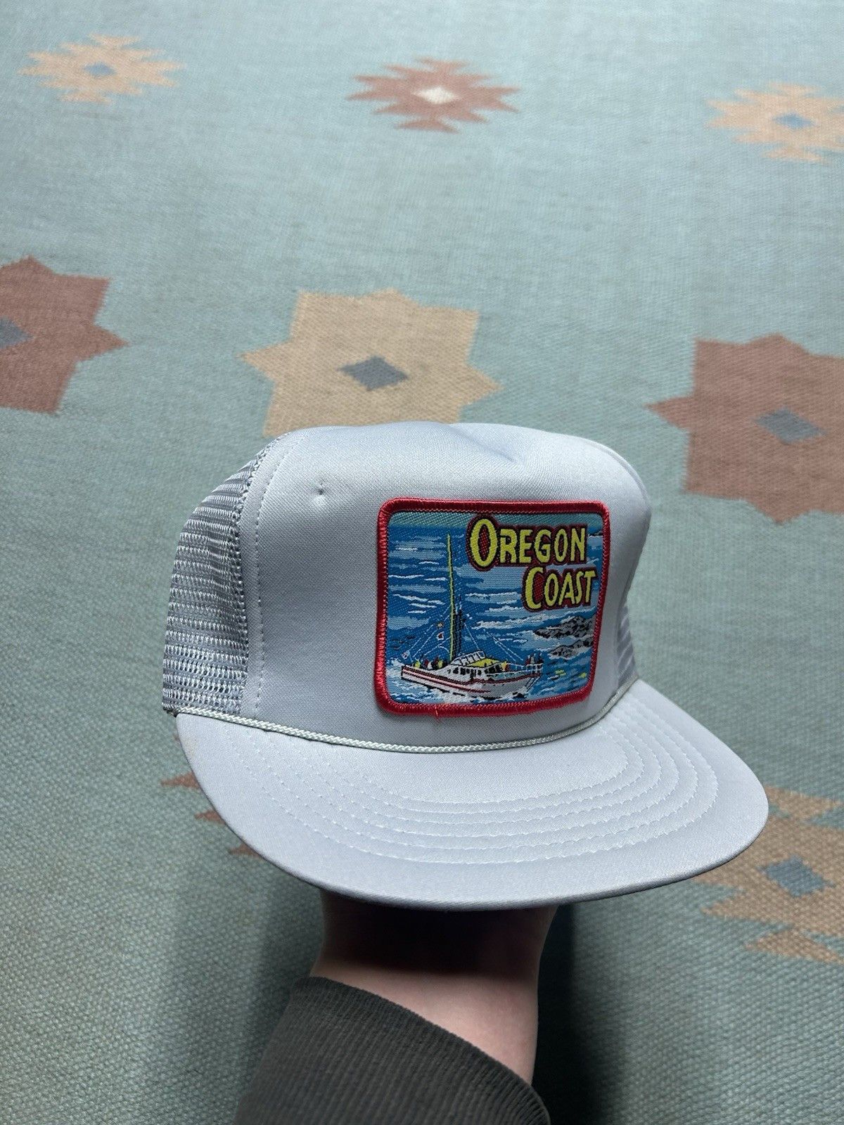 Vintage Trucker hat Oregon coast big patch ocean water boat nature Size ONE SIZE - 1 Thumbnail