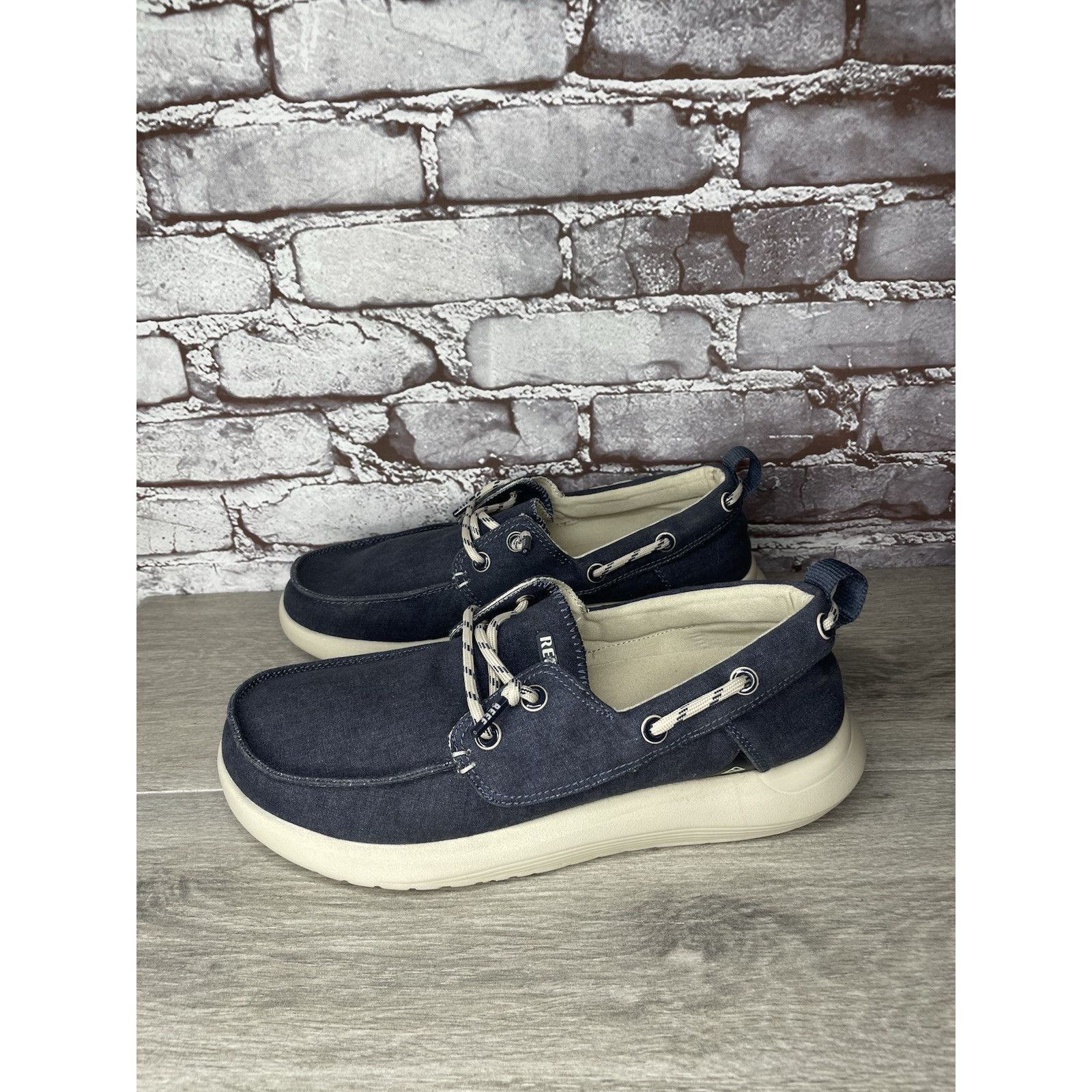 REEF Reef Swellsole Pier Shoes Navy Blue Canvas Fabric Boat Shoes Size US 11 / EU 44 - 1 Thumbnail