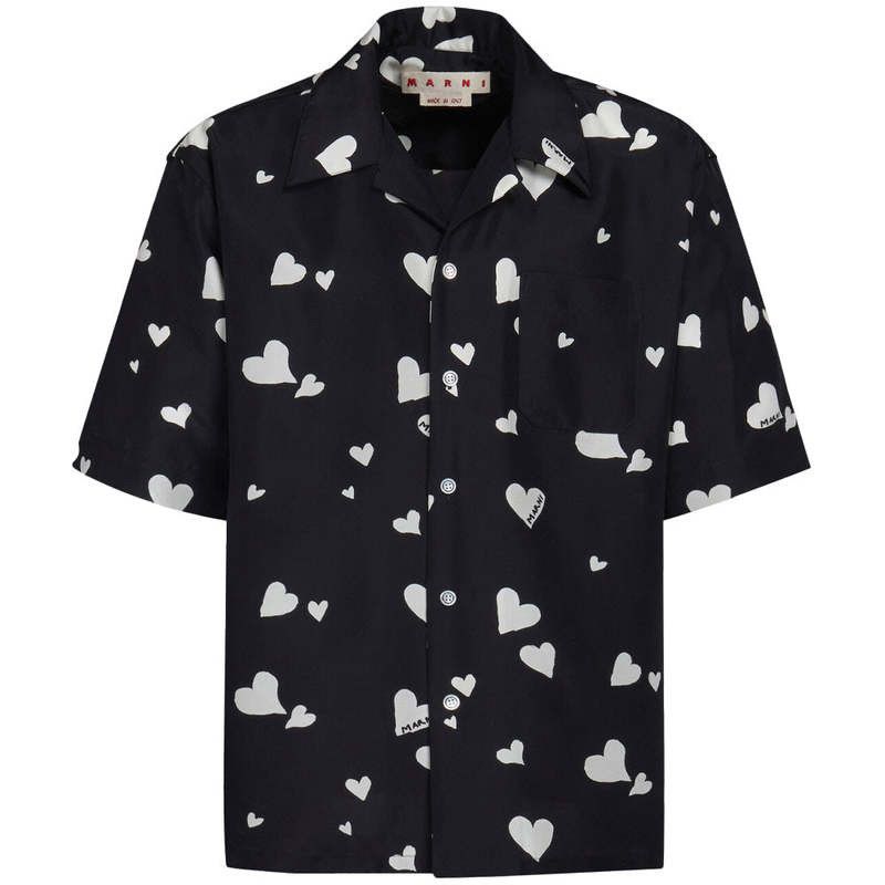 MARNI Heart Print Cropped Shirt (Black) – CNCPTS