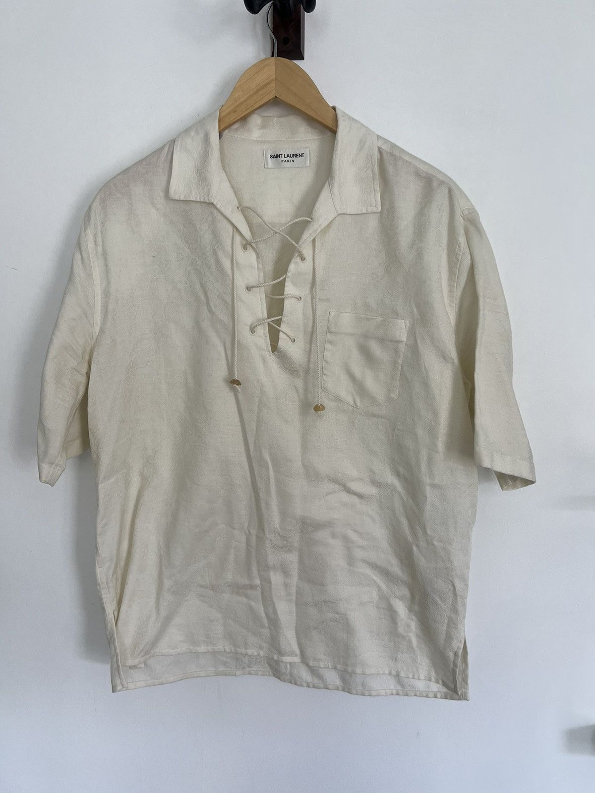 Saint Laurent Paris Cream Paisley Summer tunic Size US L / EU 52-54 / 3 - 1 Thumbnail