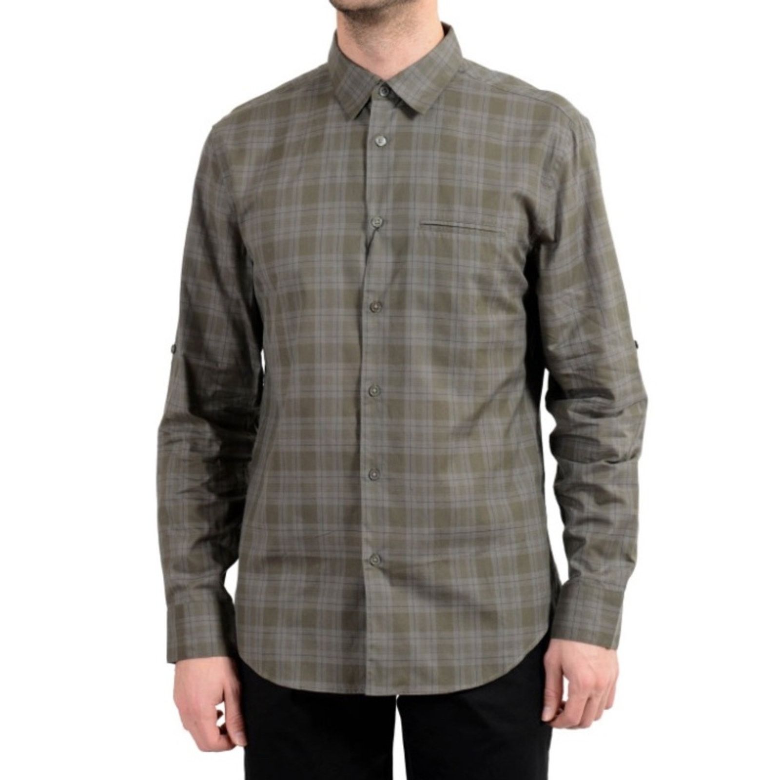 John Varvatos New JOHN VARVATOS $250 Olive Black Plaid Men's Shirt XL Size US XL / EU 56 / 4 - 8 Thumbnail