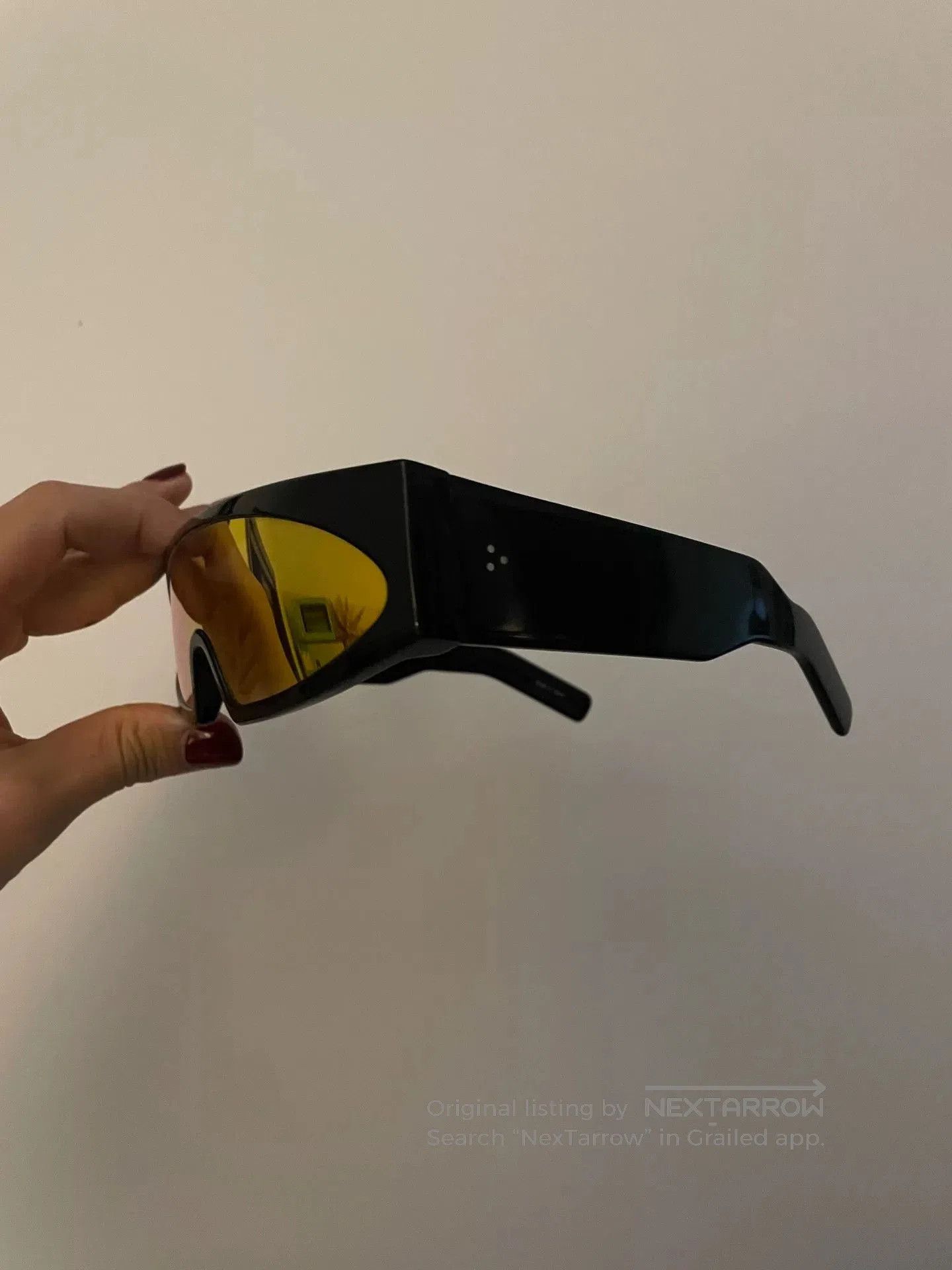 Rick Owens Rick Owens futuristic sunglasses with orange lenses. Size ONE SIZE - 2 Thumbnail