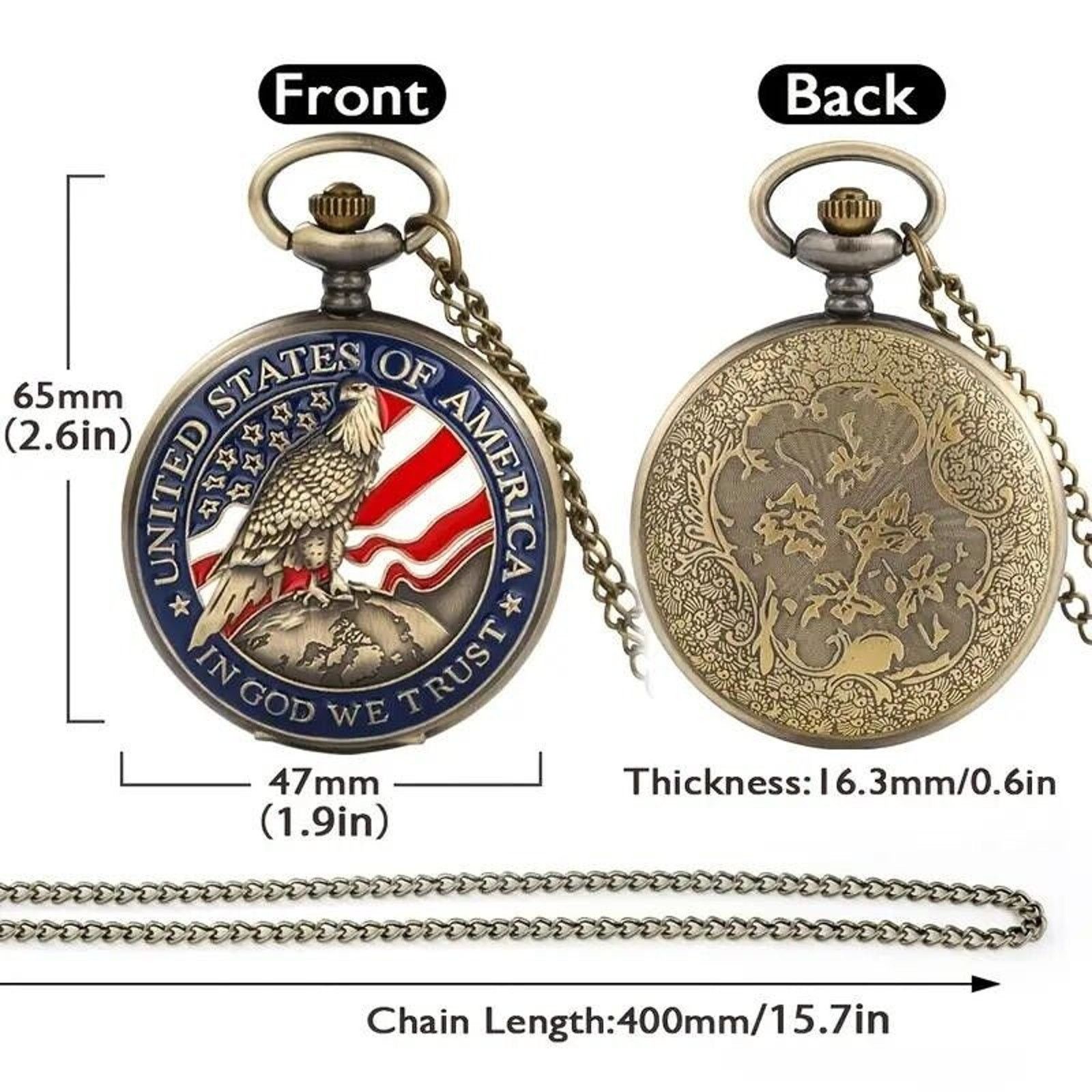 Other Bronze Pocket Watch • Enameled United States Eagle & Flag Size ONE SIZE - 7 Thumbnail