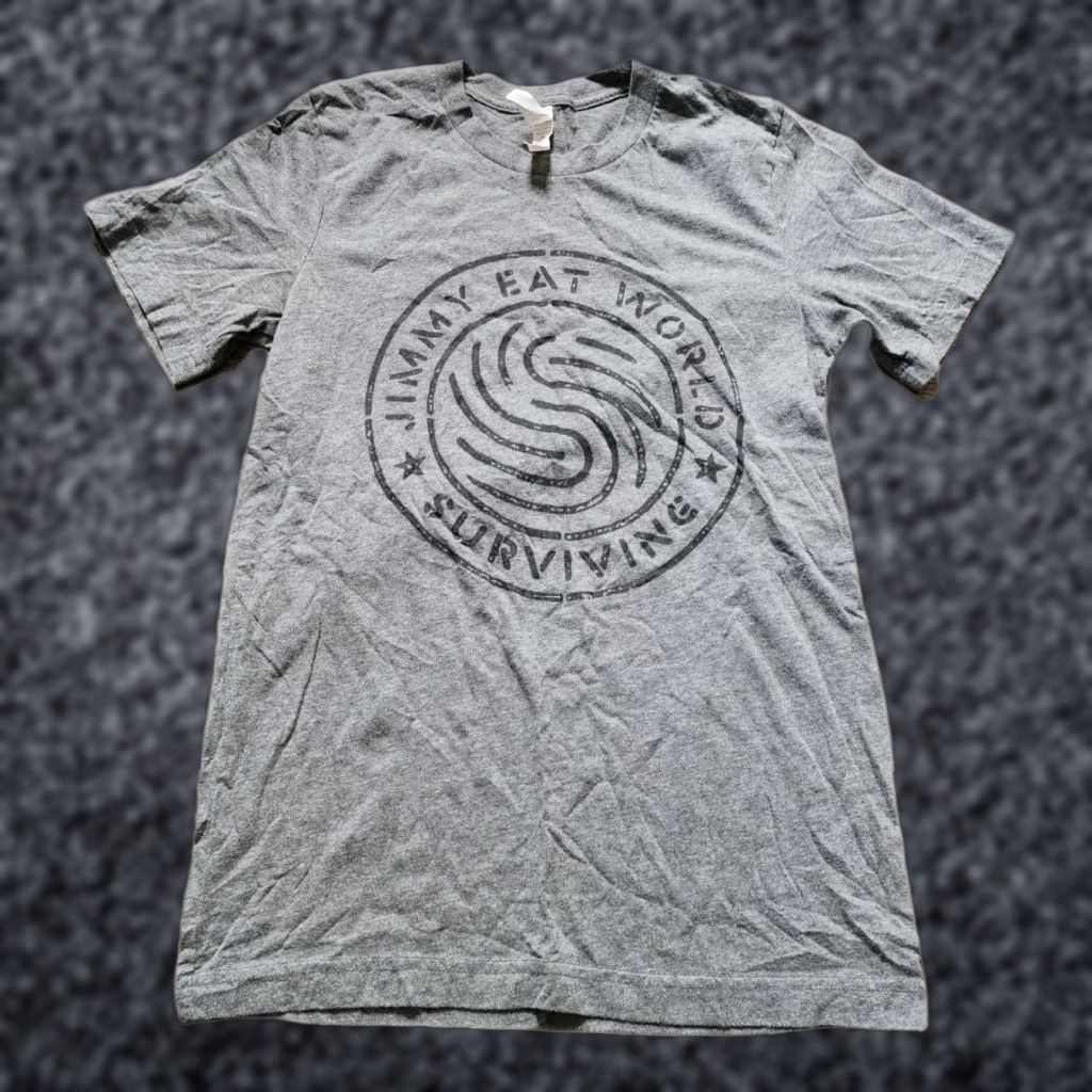 Vintage Womens Canvas T-Shirt S JIMMY EAT WORLD SURVIVING Gray Crew Neck Short Sleeve Band Tee Regular Cotton Vintage No Size S / US 4 / IT 40 - 1 Thumbnail