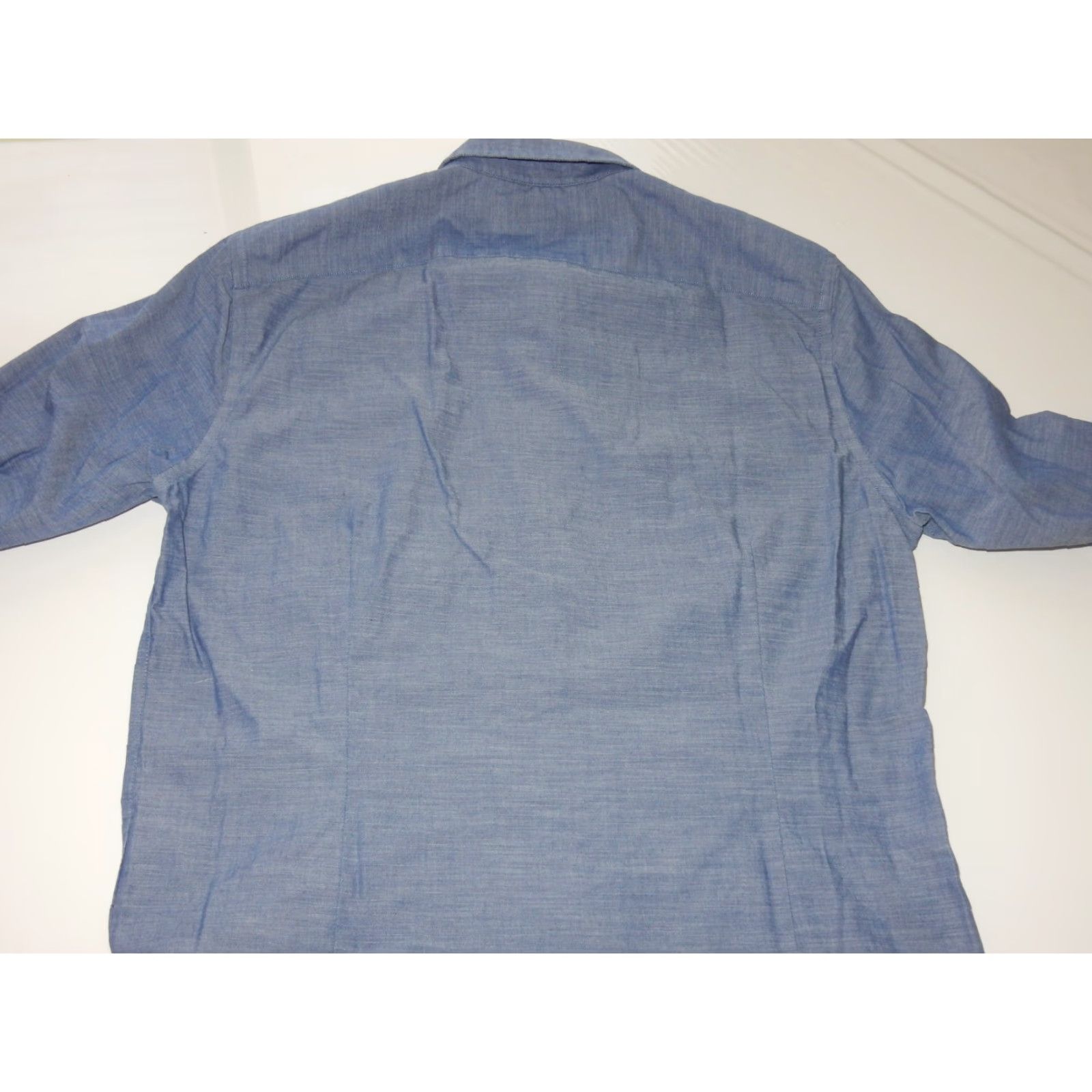 Banana Republic Banana Republic Men's Button-Front Shirt Slim Size M Blue Cotton Long Sleeve Regular Pattern Solid Shirt Button-Up Mens Size US L / EU 52-54 / 3 - 3 Thumbnail