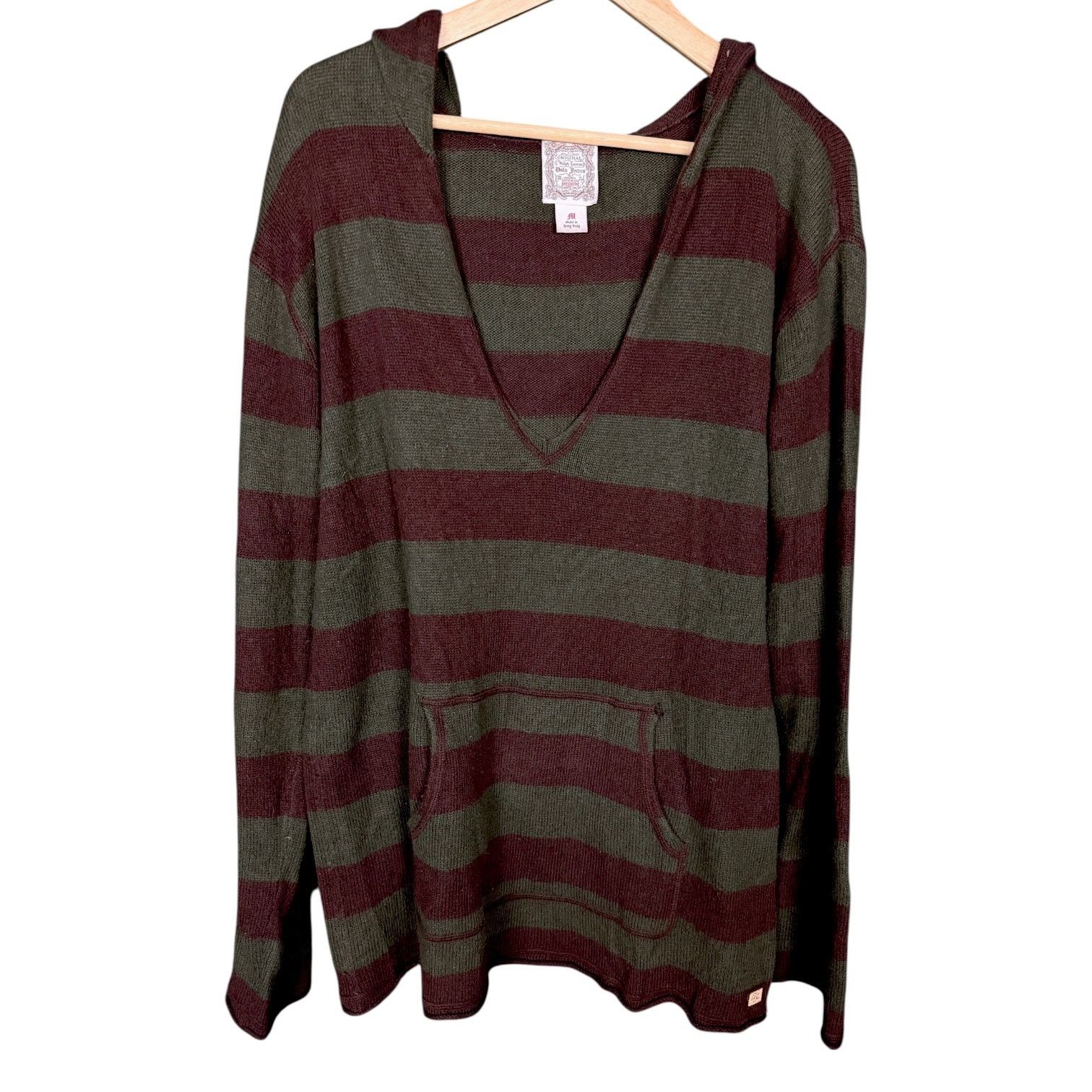 Polo Ralph Lauren Vtg Y2K Polo Ralph Lauren Striped V-Neck Hooded Sweater M Size M / US 6-8 / IT 42-44 - 1 Thumbnail