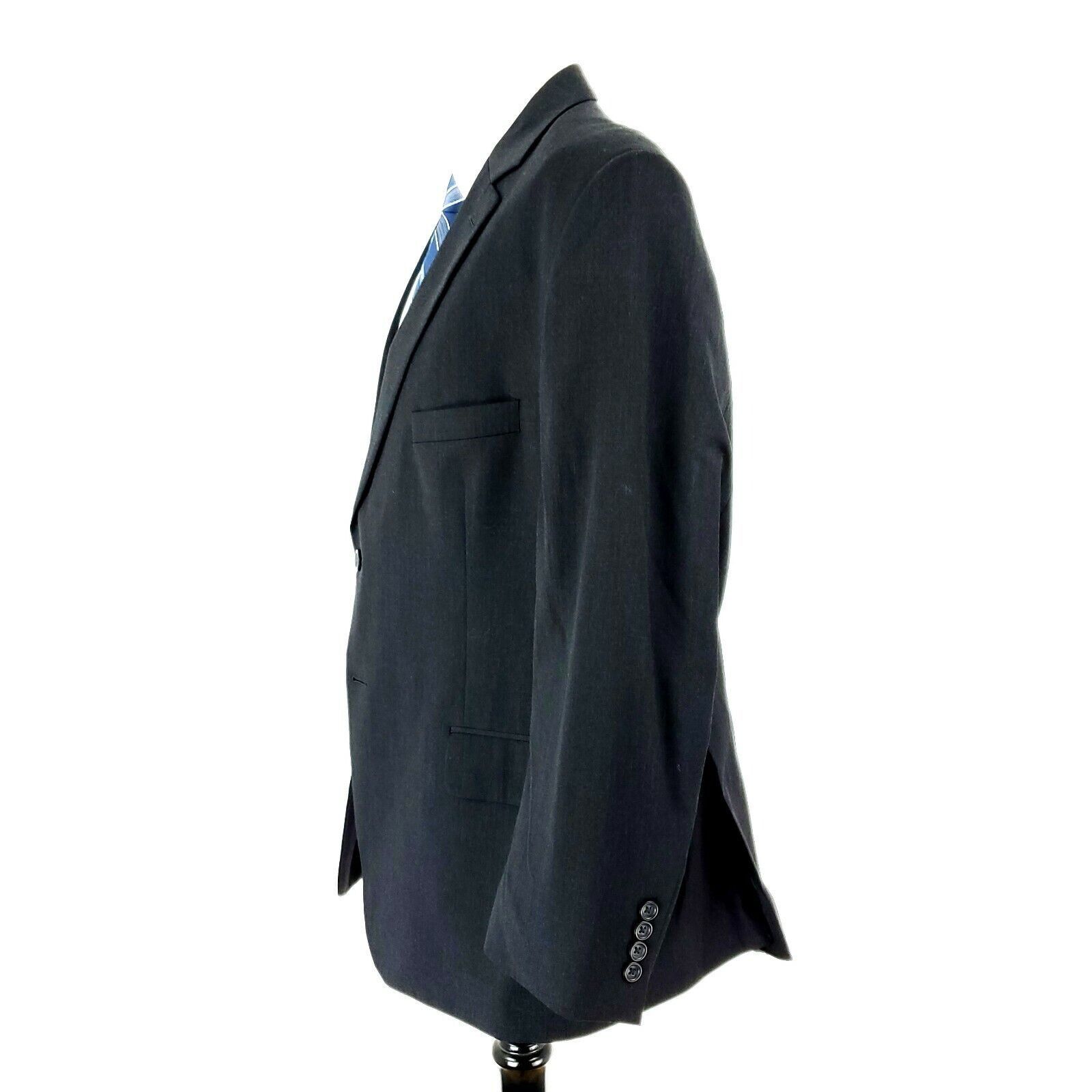 Pronto Uomo Pronto Uomo Wool 2 Button Blazer 46R Charcoal Gray Suit Jack Size 46R - 4 Thumbnail
