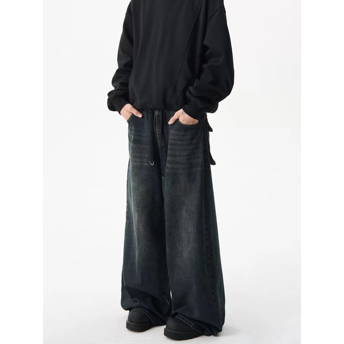 Japanese Brand × Vintage American washed loose wide leg casual jeans for men Size US 29 - 7 Thumbnail