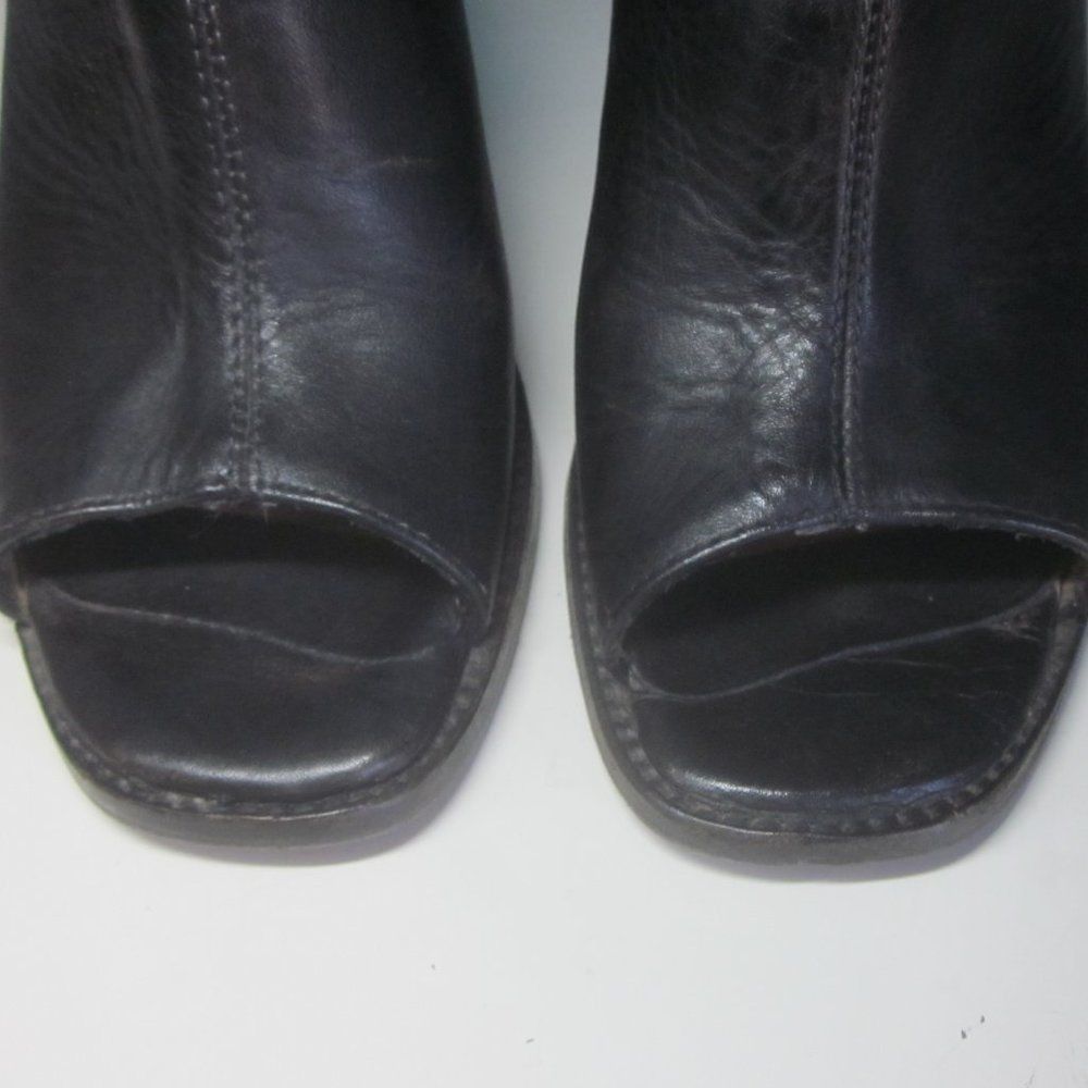 Bed Stu Bed Stu Bench Made Womens Size 8 Peep Toe Black Leather Boots 38.5 EU 3.5" Heel Size US 8 / IT 38 - 6 Thumbnail