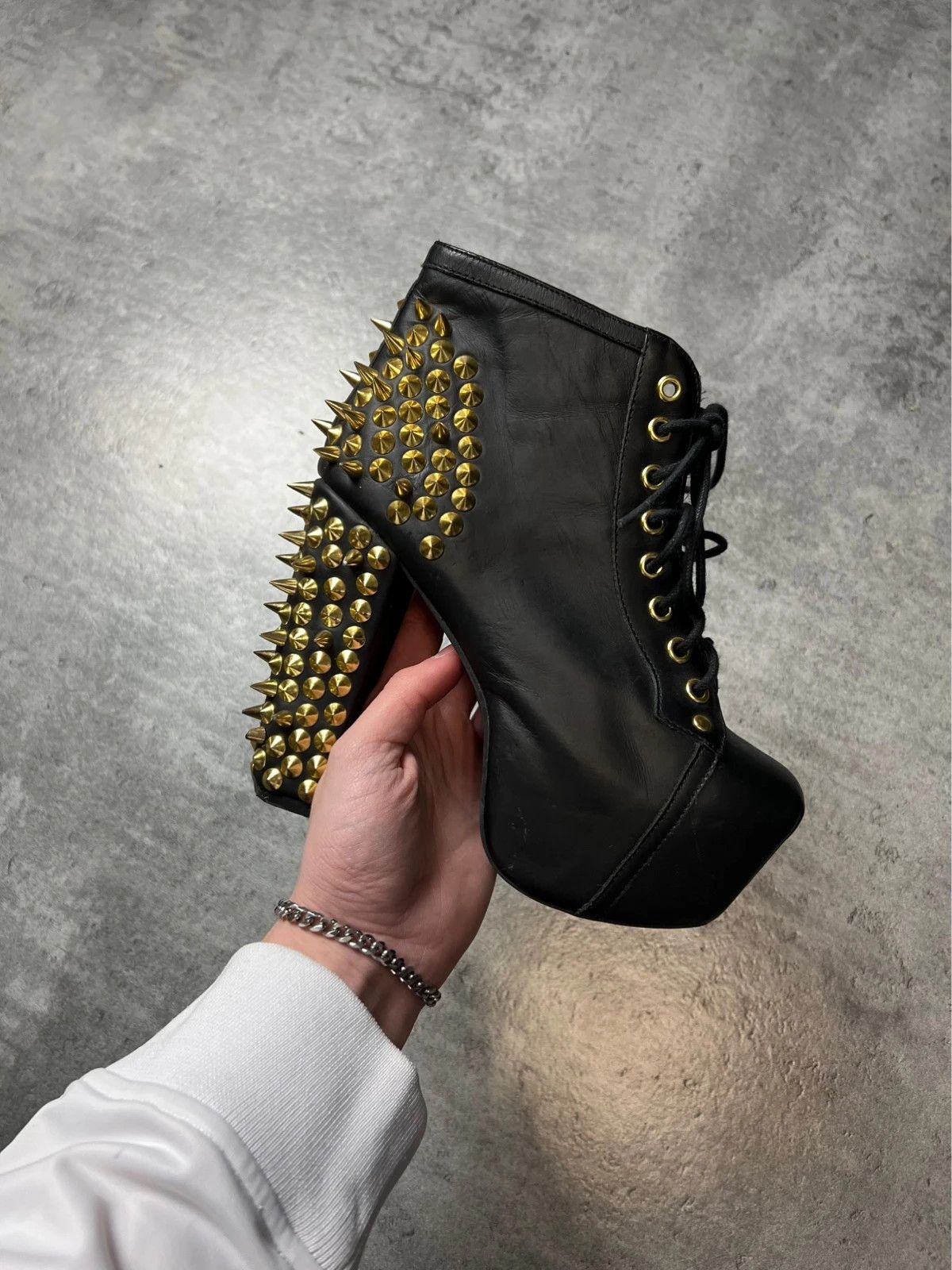 Vintage rare avant gard jeffrey campbell punk platform studded shoes Size US 4.5 / IT 34.5 - 1 Thumbnail