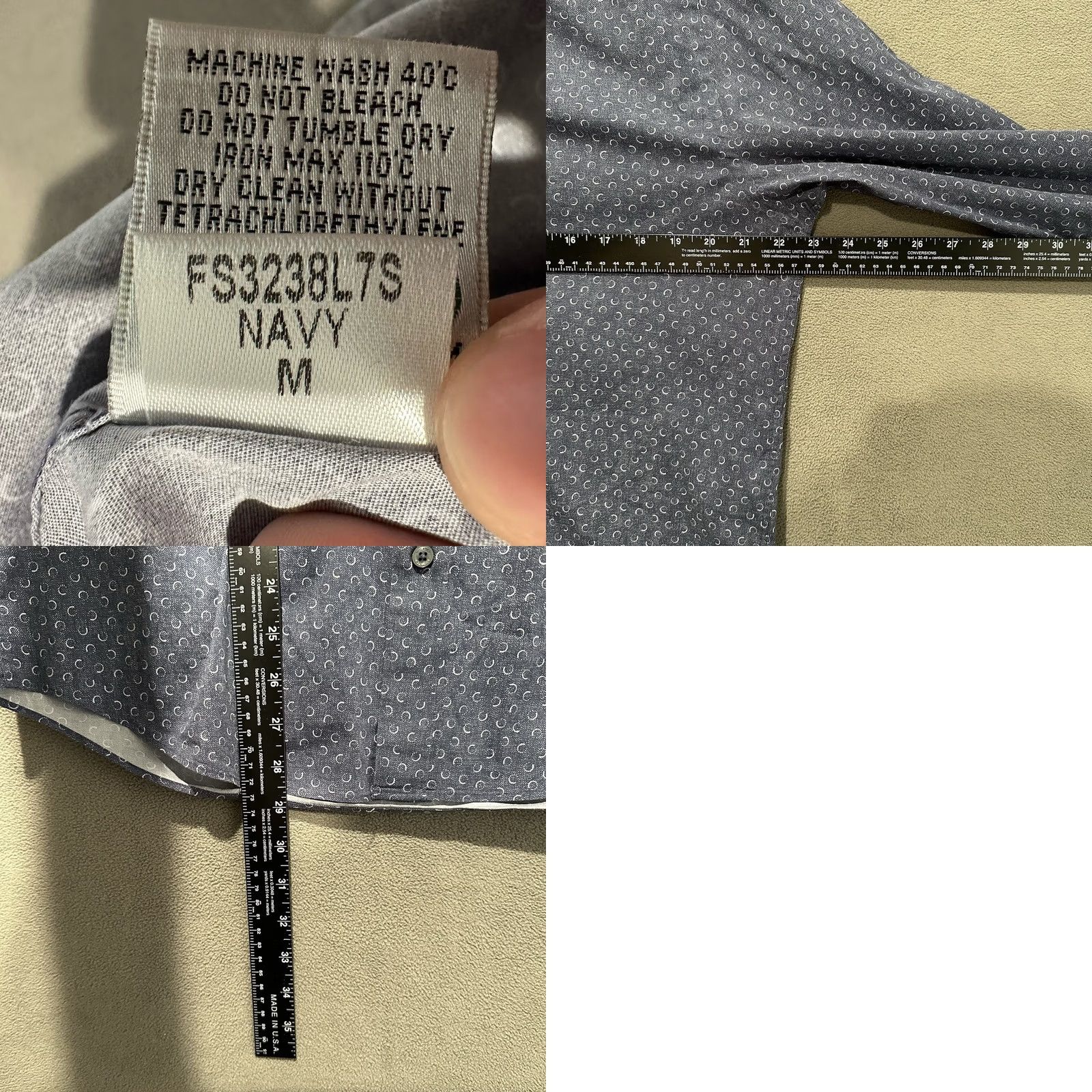 BUGATCHI Bugatchi Shirt Mens Medium Blue Geometric Button Up Shaped Fit Comfort Stretch Size US M / EU 48-50 / 2 - 8 Thumbnail