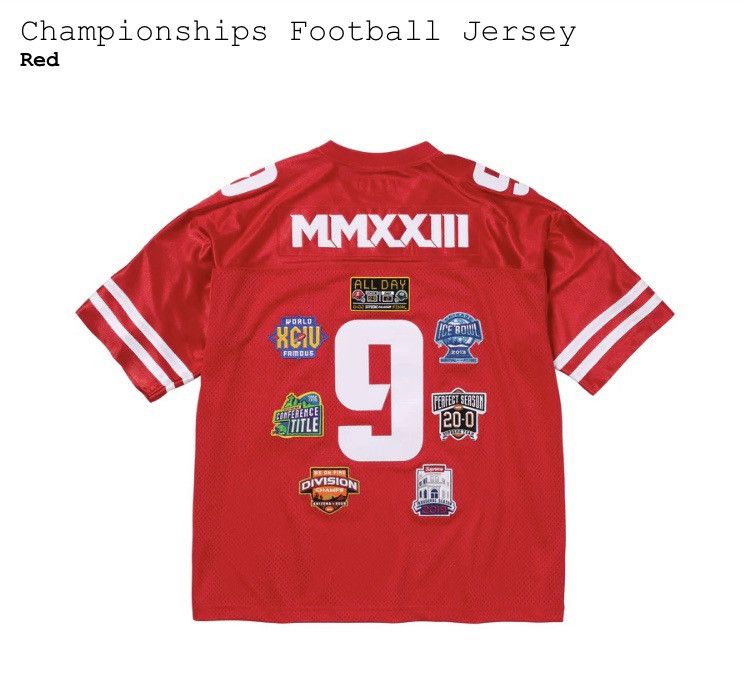 Supreme Supreme Championships Football Jersey Red XL FW23 Size US XL / EU 56 / 4 - 2 Thumbnail