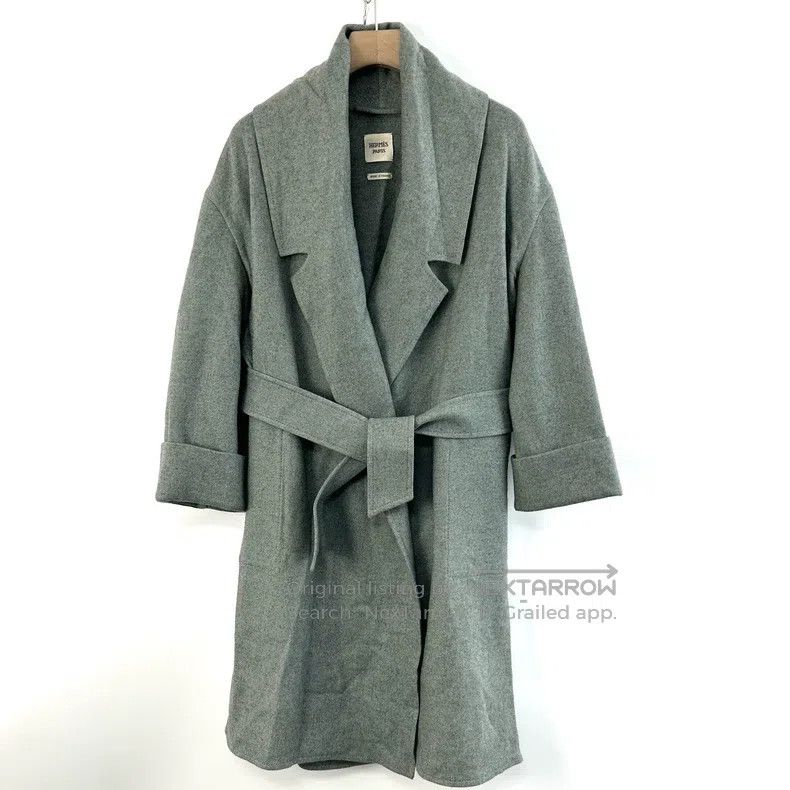 Other Hermes Lady's Grey Long Cashmere Overcoat Size XS / US 0-2 / IT 36-38 - 1 Thumbnail