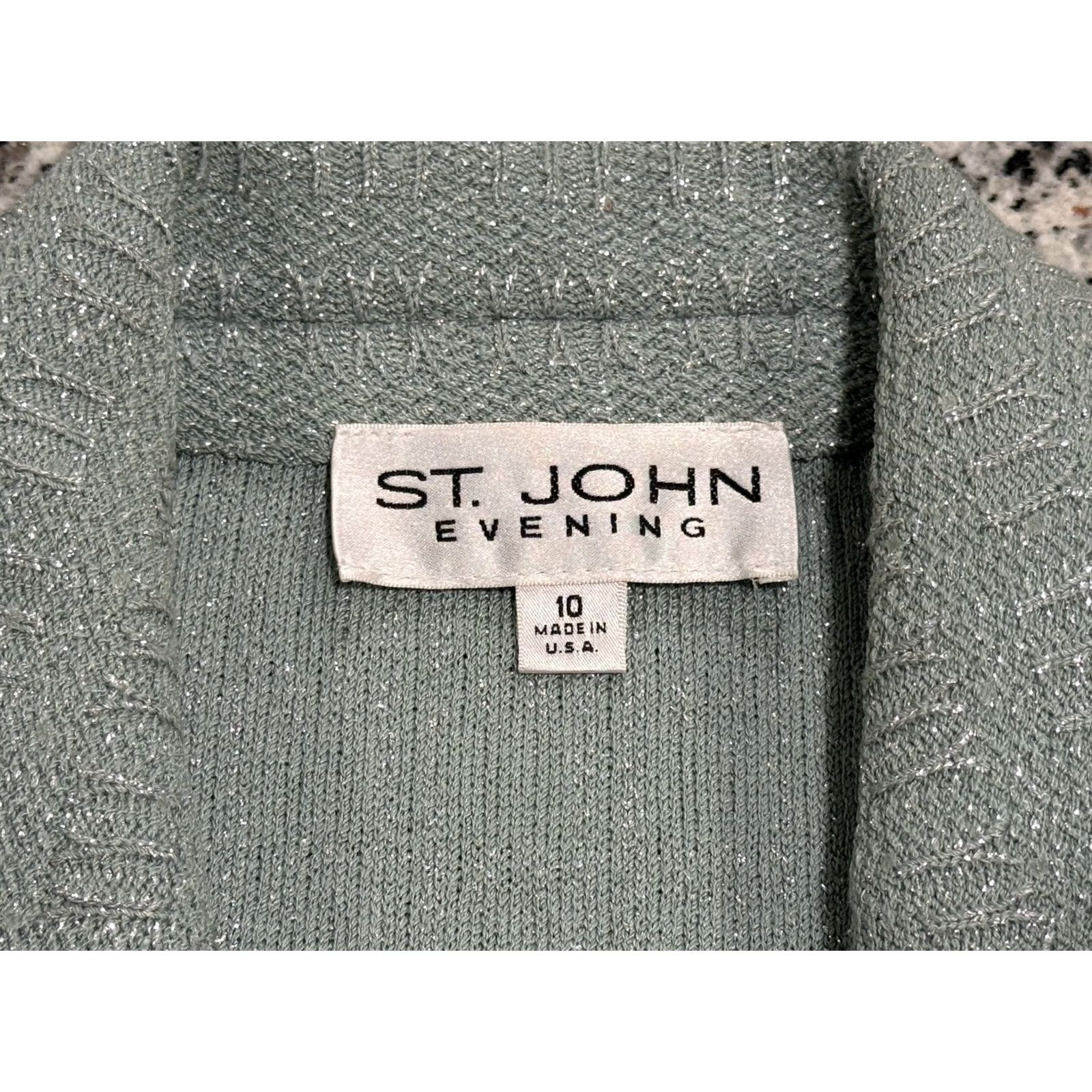 St. John St. John Evening Jacket Seafoam Knit Metallic Blazer Size 10 Womens Seafoam Knit Metallic Blazer 10 Size L / US 10 / IT 46 - 7 Thumbnail