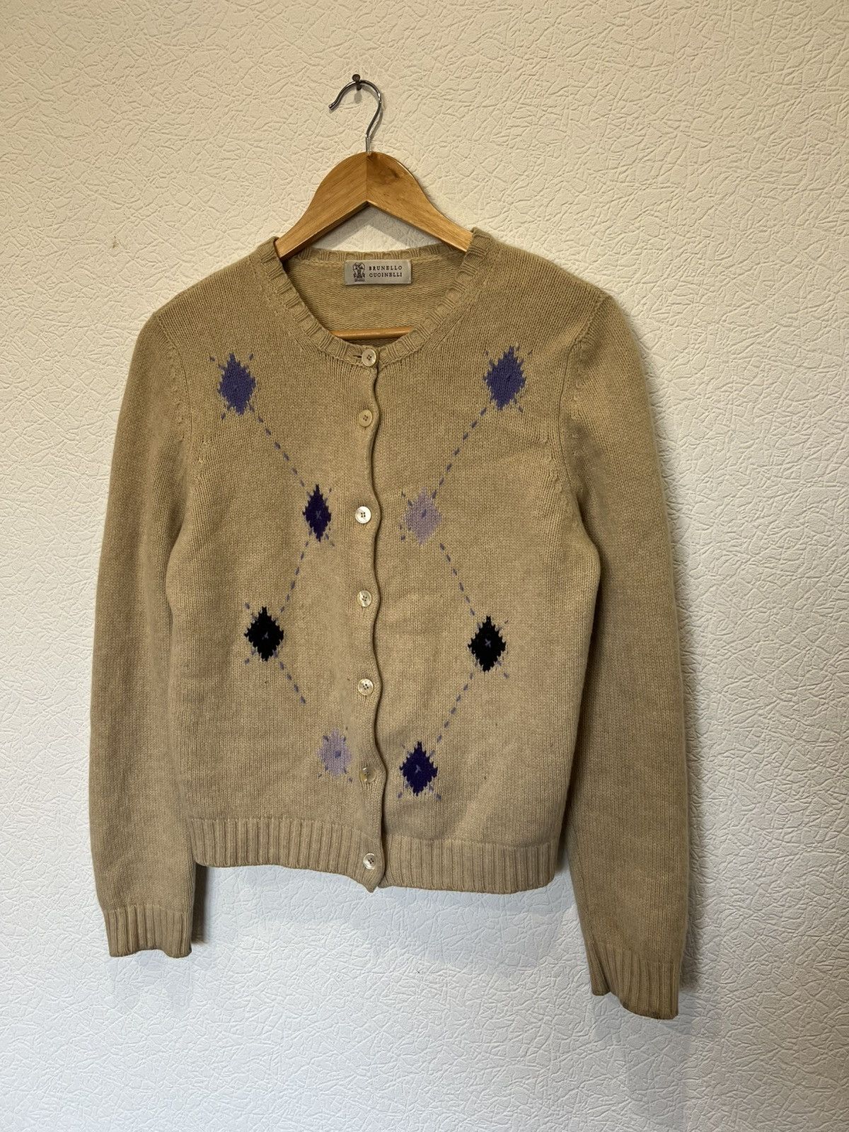 Brunello Cucinelli Brunello Cucinelli Beige Womens Cardigan Cashmere Size L / US 10 / IT 46 - 1 Thumbnail