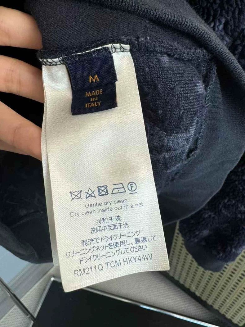 Louis Vuitton Dark blue full-print polar fleece teddy zip j