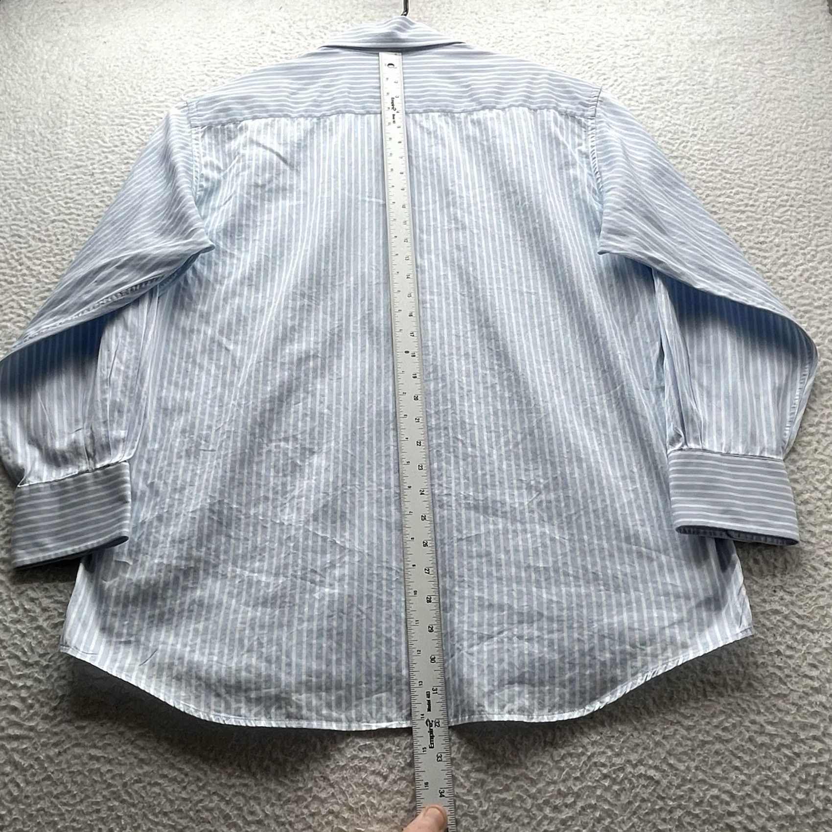 Ermenegildo Zegna Ermenegildo Zegna Dress Shirt Mens XL Blue White Striped Designer Preppy Size 46R - 7 Thumbnail