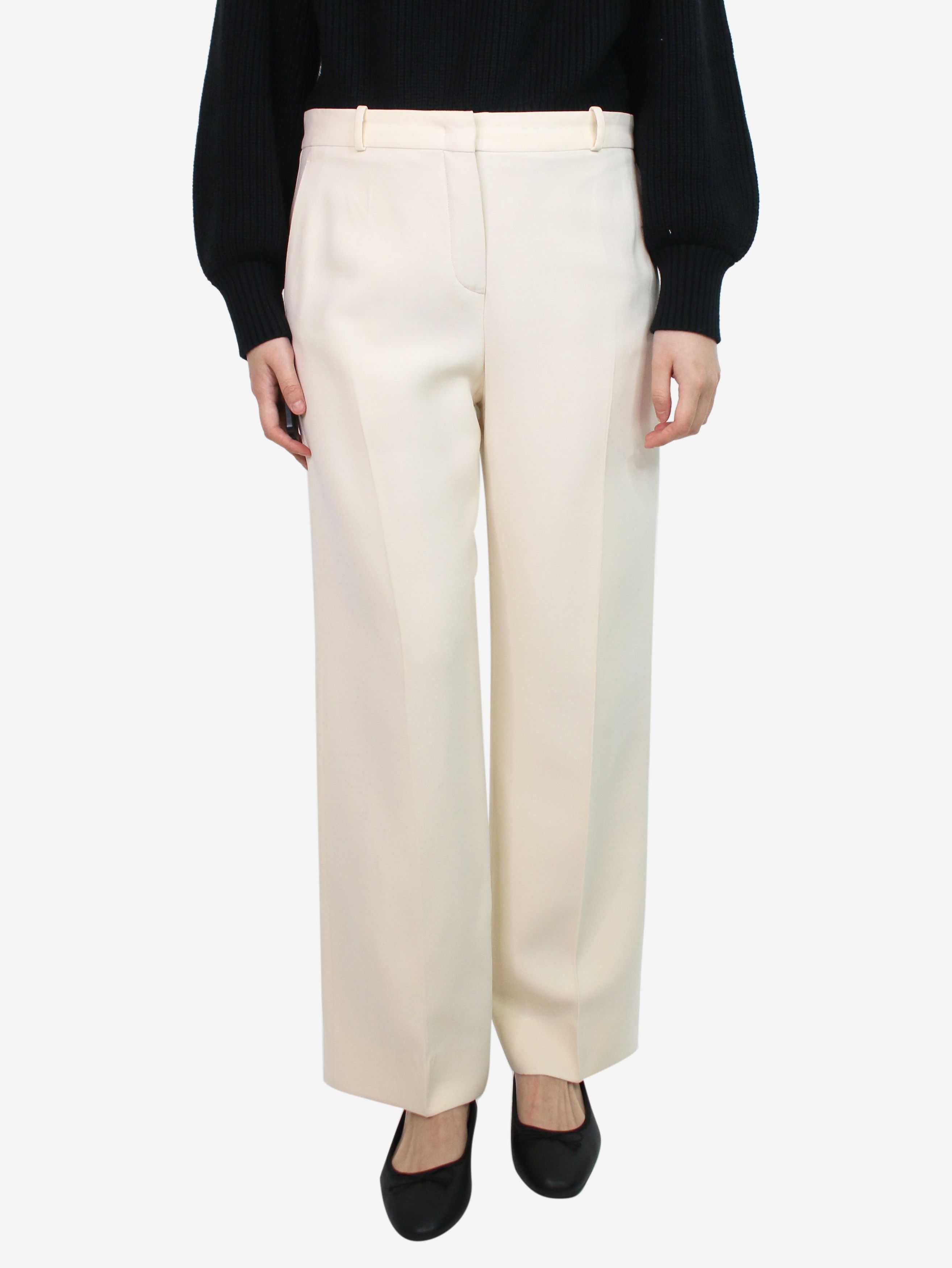 image of Loro Piana Cream Straight-Leg Cropped Trousers - Size Uk 12, Women's