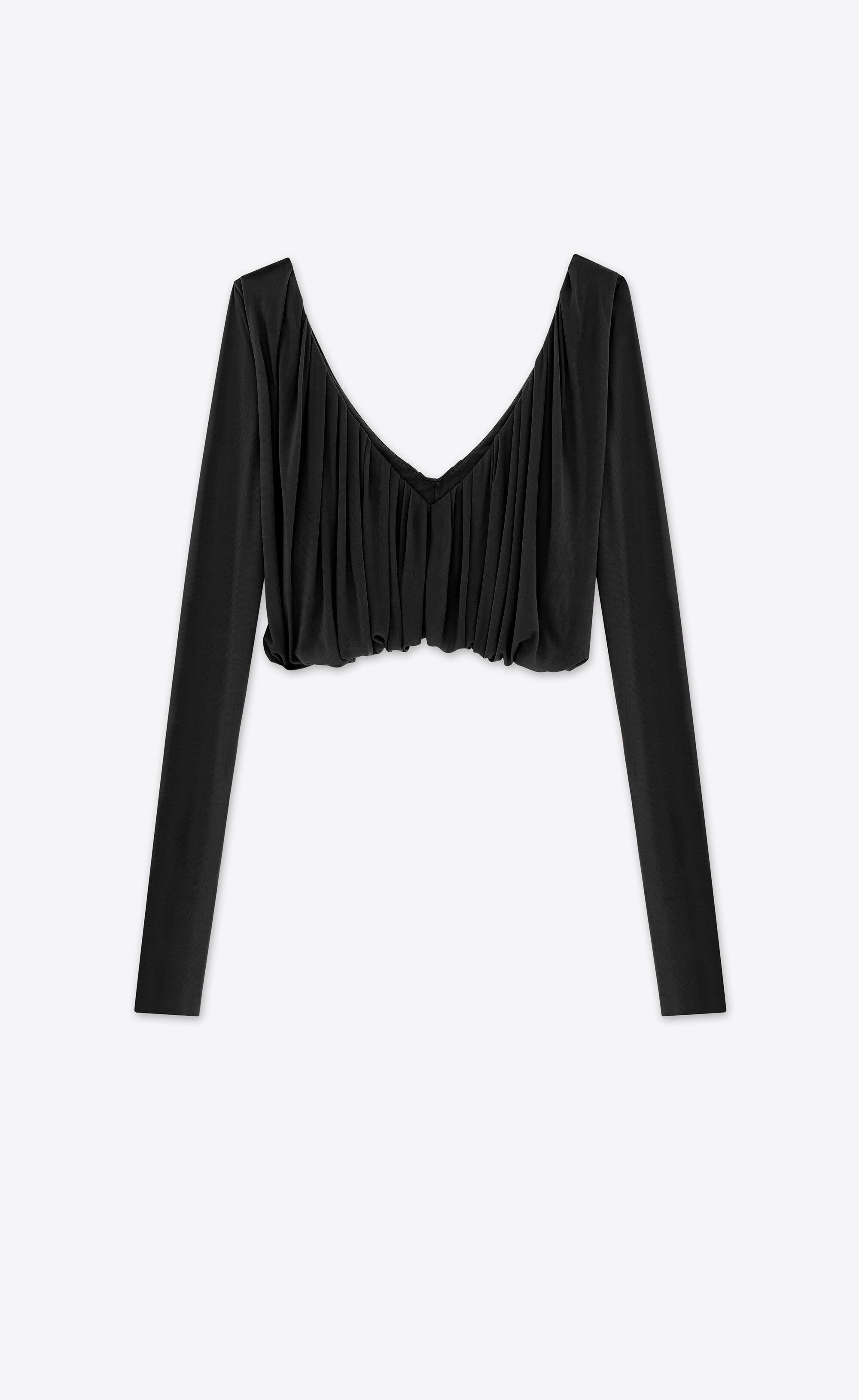 Saint Laurent Paris o1bcso1str1224 Cropped Top In Jersey in Black Size XS / US 0-2 / IT 36-38 - 2 Thumbnail