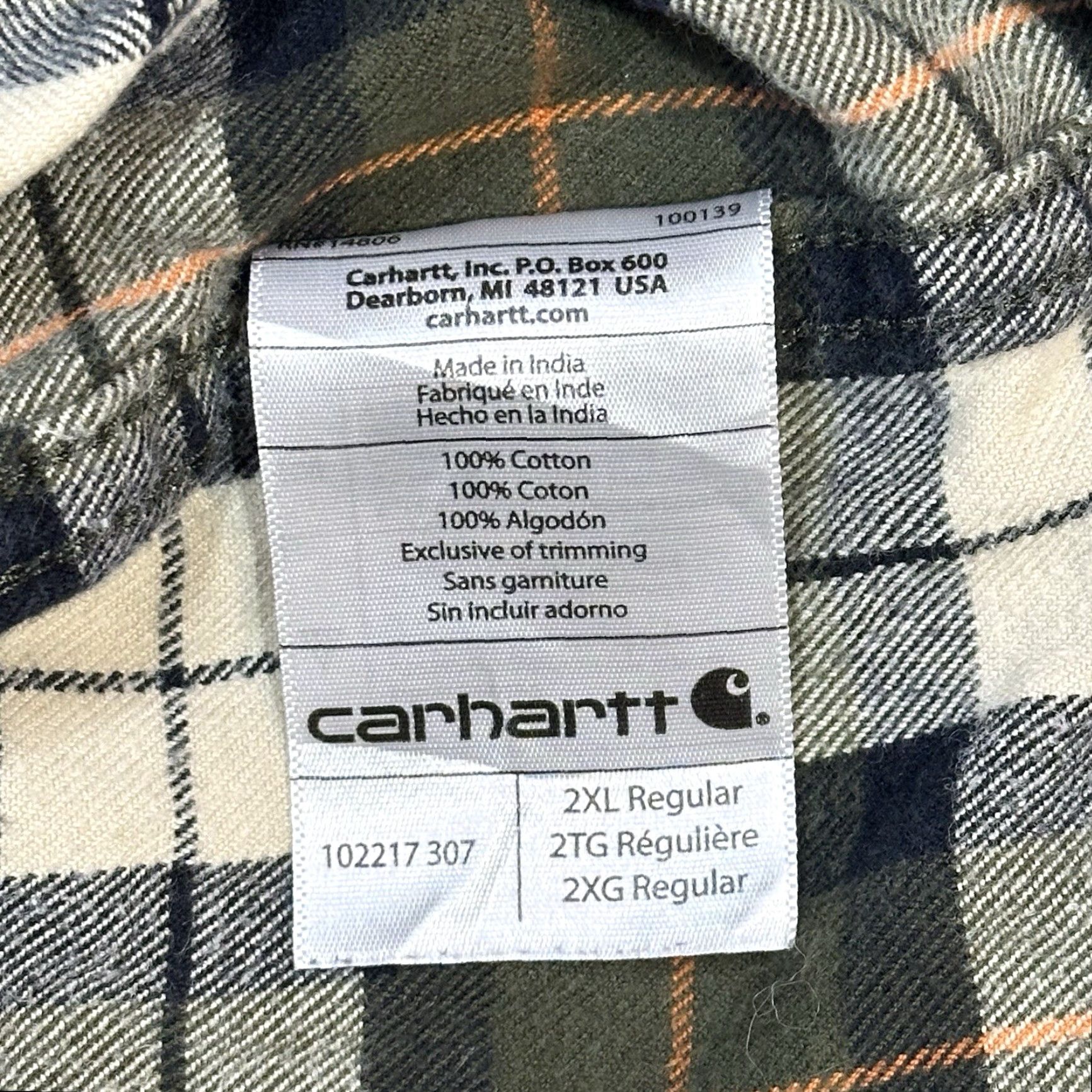 Carhartt Carhartt Workwear Shirt Mens 2XL Green Plaid Button-Down Regular Fit Flannel Long Sleeve Bar Pockets Logo Patch Button-Down Collar Workwear 2XL Mens Size US XXL / EU 58 / 5 - 7 Thumbnail