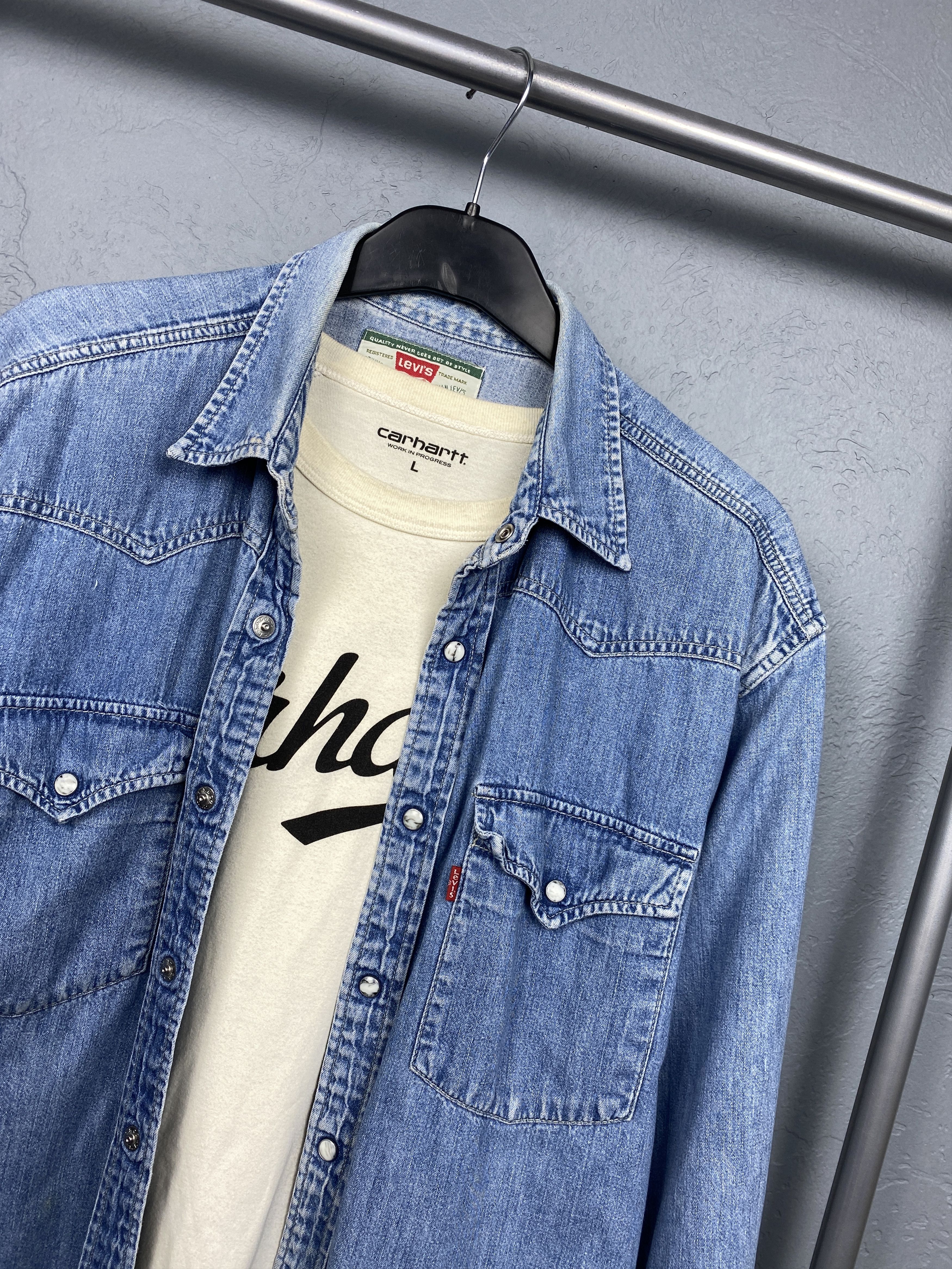 Levi's × Levi's Vintage Clothing × Vintage Levi's 90s Vintage Mens Denim Shirt Jeans Size US M / EU 48-50 / 2 - 2 Thumbnail