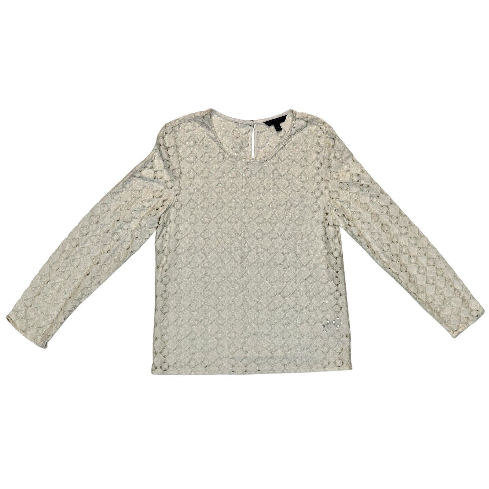 Banana Republic Banana Republic Top Eyelet Lace Blouse Tunic Cream Size M / US 6-8 / IT 42-44 - 8 Thumbnail