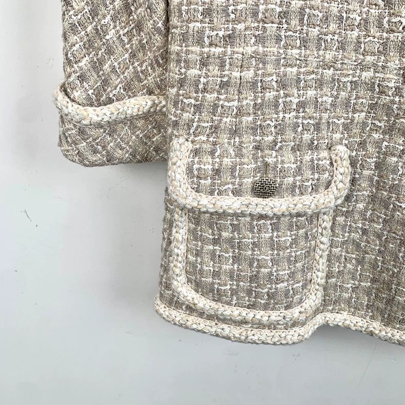 Chanel ChanelGrey beige braided double-breasted long-sleeved coat Size M / US 6-8 / IT 42-44 - 5 Thumbnail