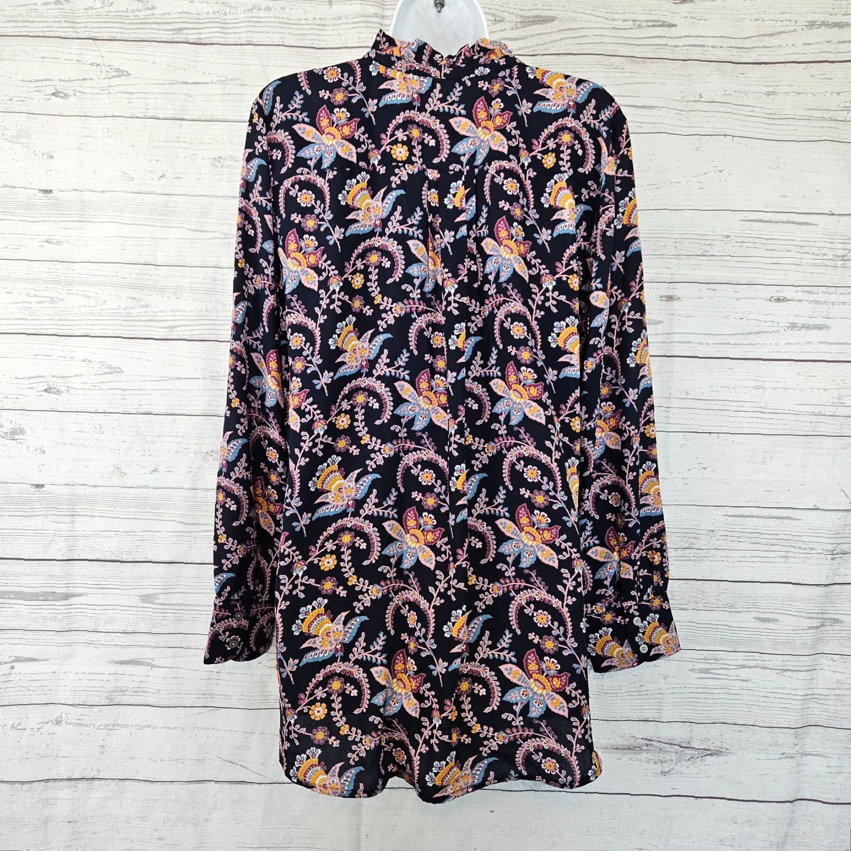 Loft LOFT Ann Taylor Womens Top Sz Large Blue Purple Floral Long Sleeve Size L / US 10 / IT 46 - 3 Thumbnail