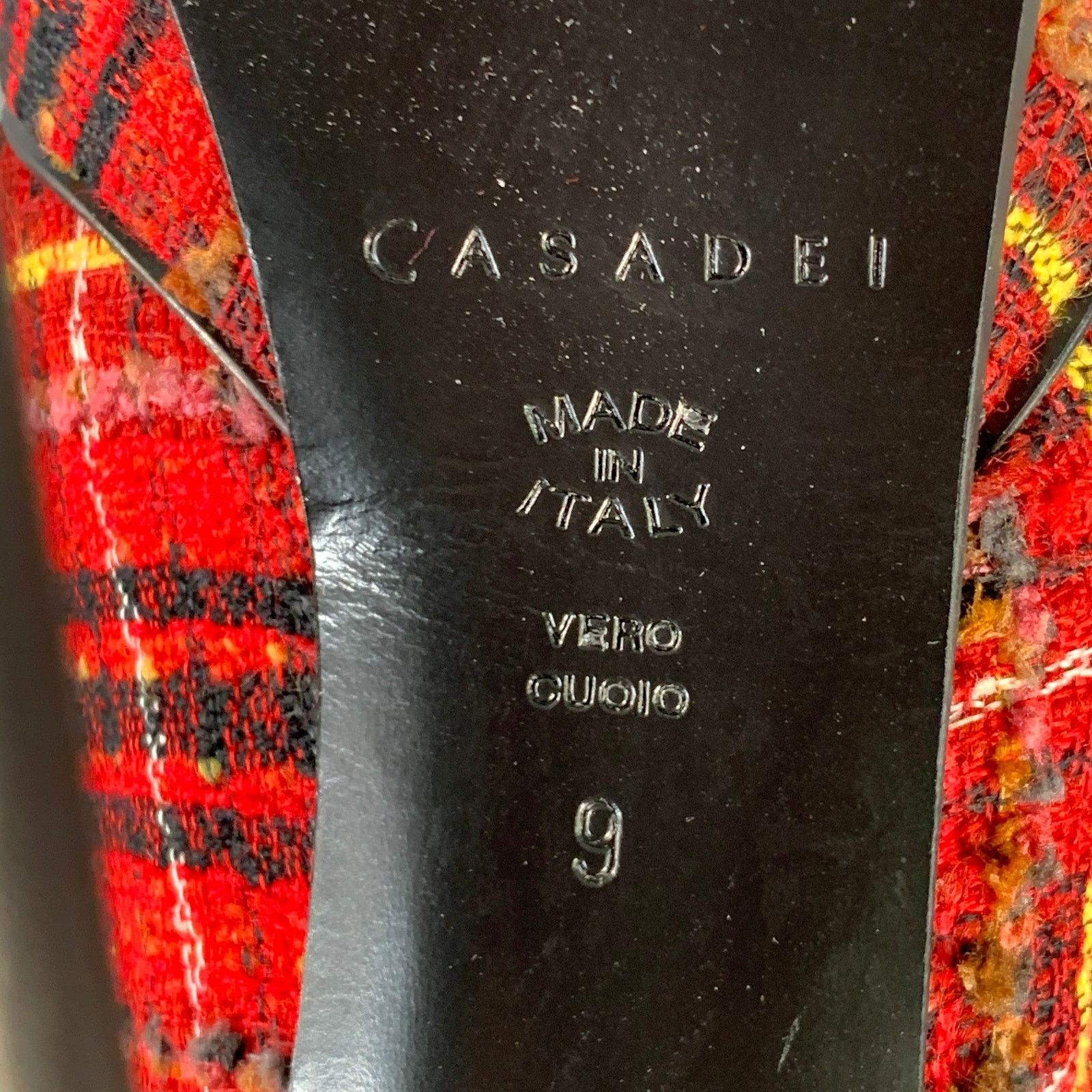 Casadei CASADEI Black Yellow Tweed Plaid Leather Trim Platform Pumps Size US 9 / IT 39 - 7 Thumbnail