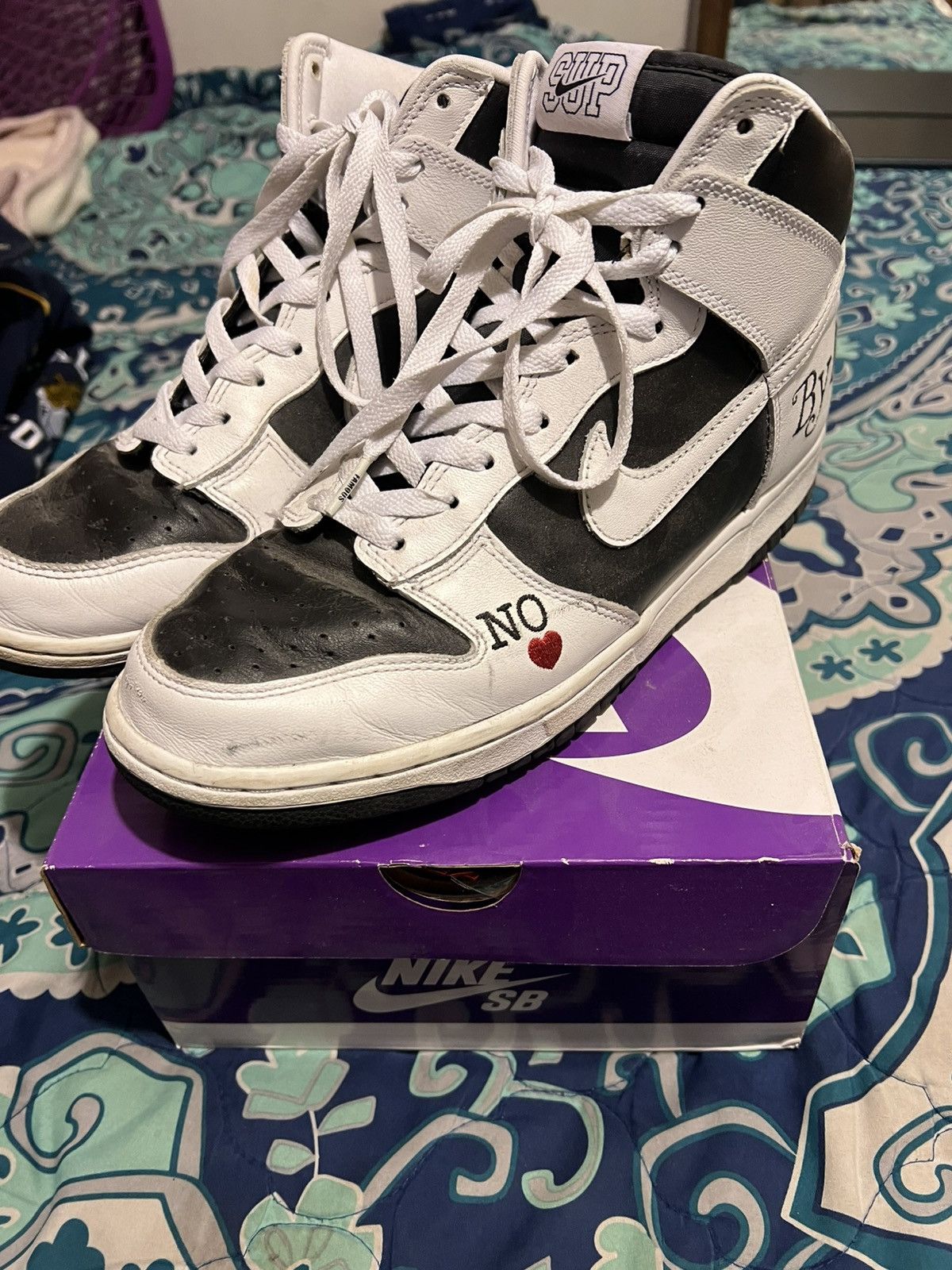 Nike × Supreme NIKE SB DUNK SUPREME; NO LOVE/BY ANY MEANS Size US 9.5 / EU 42-43 - 1 Thumbnail