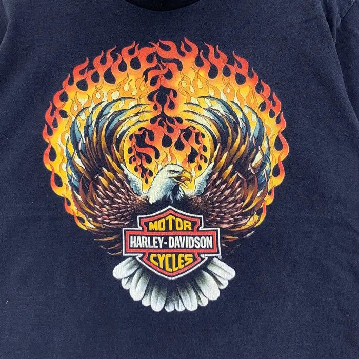 Harley Davidson Vintage 90’ HARLEY DAVIDSON MOTORCYCLE Flame Eagle Tee Shirt Size US L / EU 52-54 / 3 - 3 Thumbnail